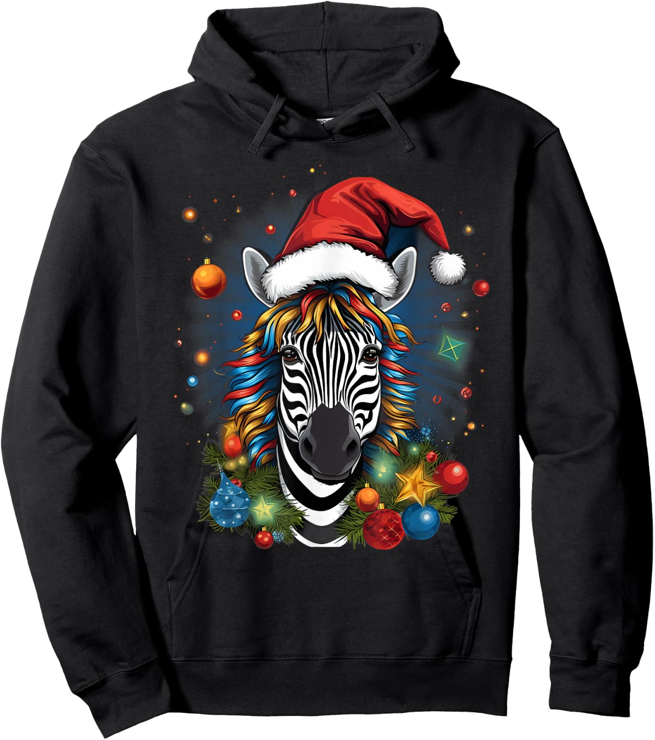 Xmas Zebra Christmas Hoodie - Hoodie | Black