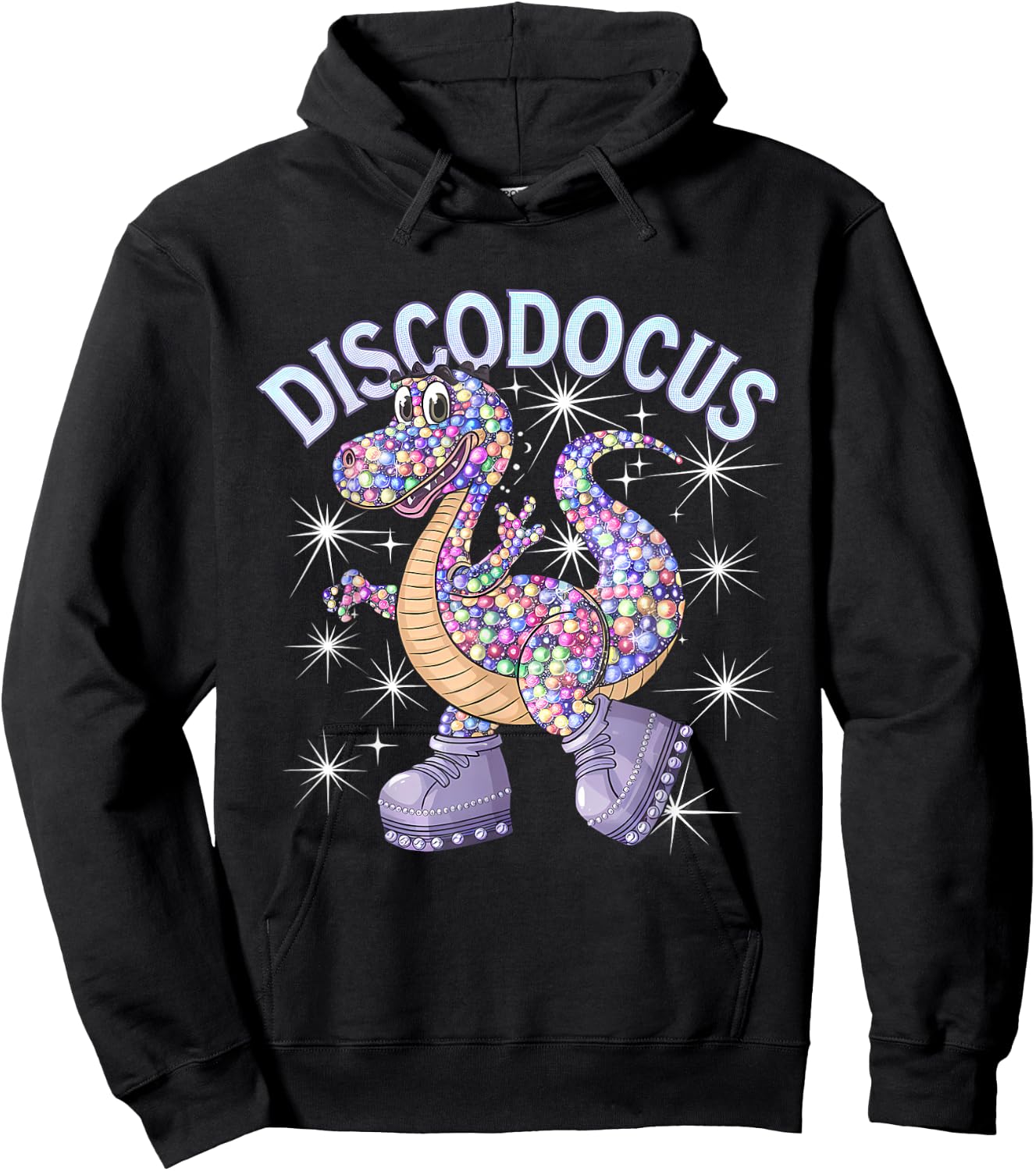 Disco Dino Diplodocus Disco Dance Lover 1970s Disco Party Hoodie - Hoodie | Black