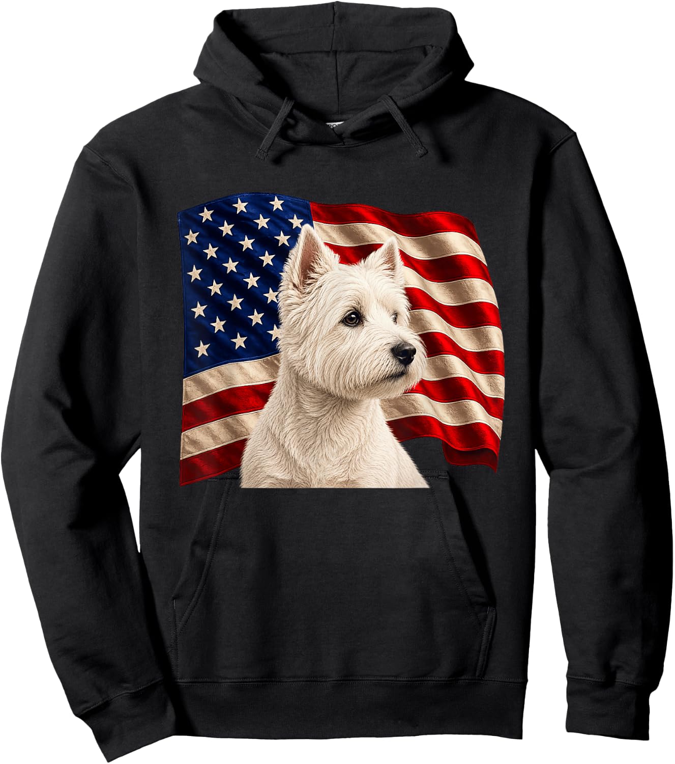 Patriotic 4th July USA Flag West Highland Terrier Hoodie - Hoodie | Black