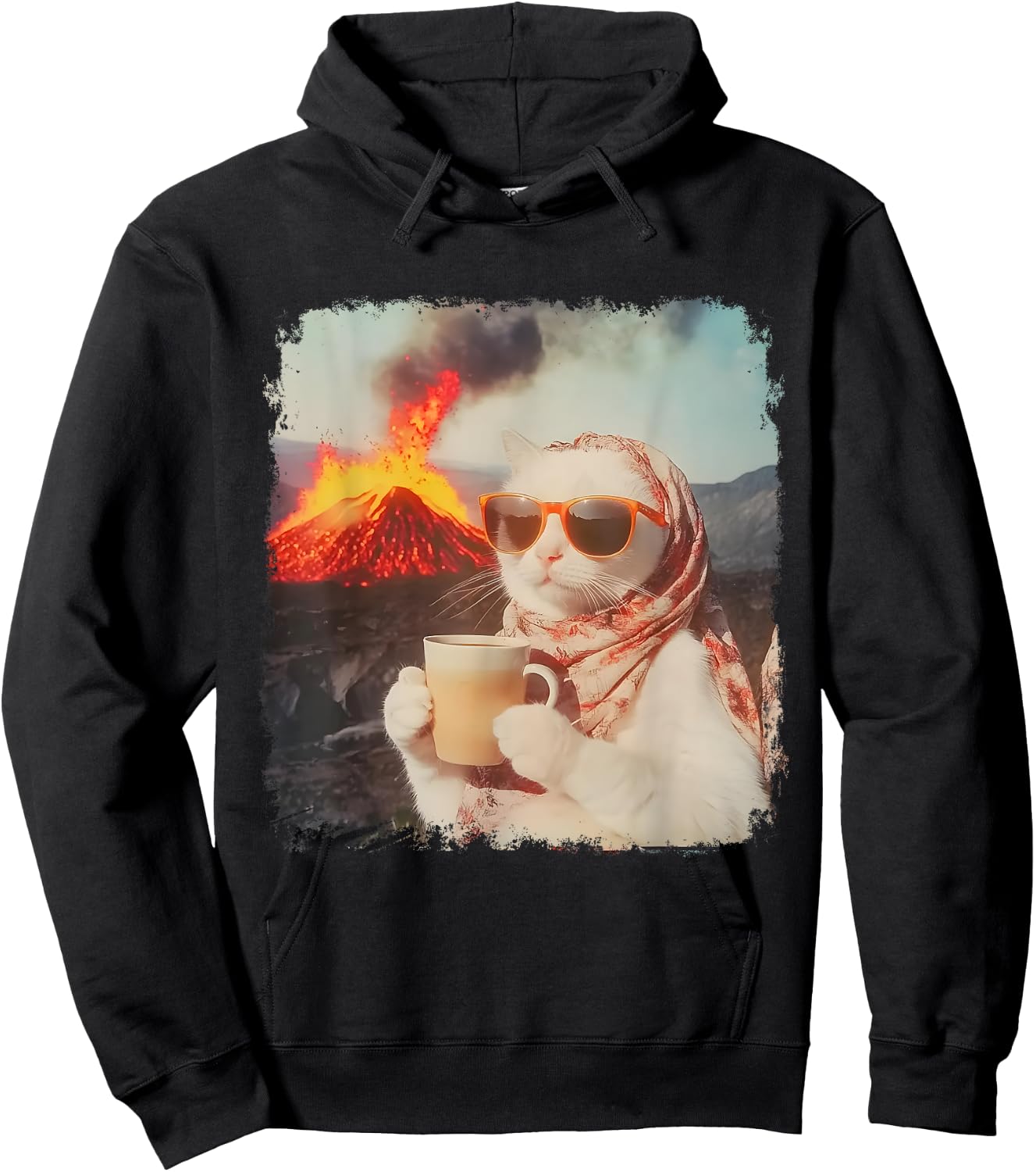 Meme I'm Just A Chill Cat Cool Cat With Coffee By Volcano Hoodie - Hoodie | Black