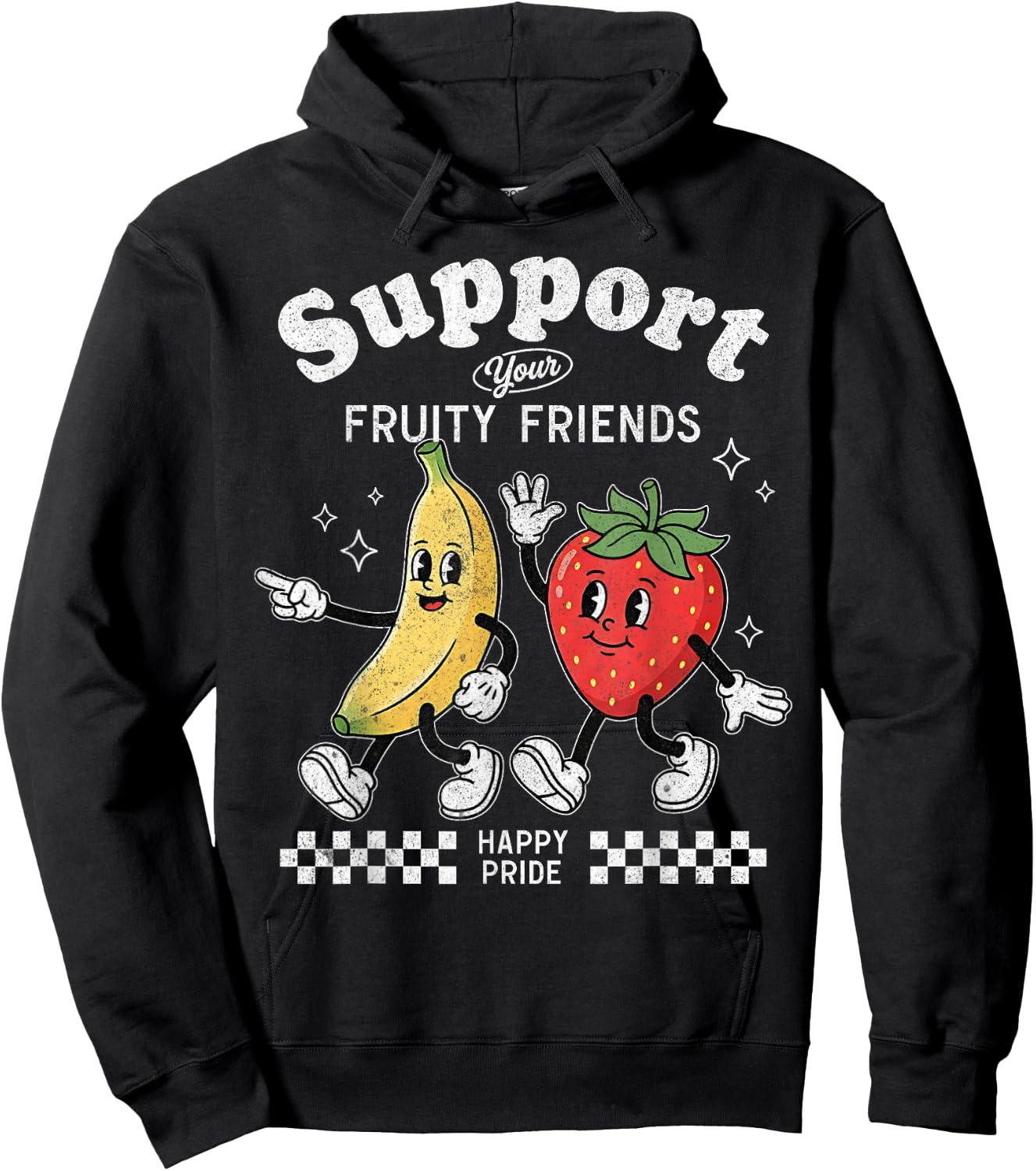 Support Your Fruity Friends Love Wins Gay Pride LGBTQ Month Hoodie - Hoodie | Black