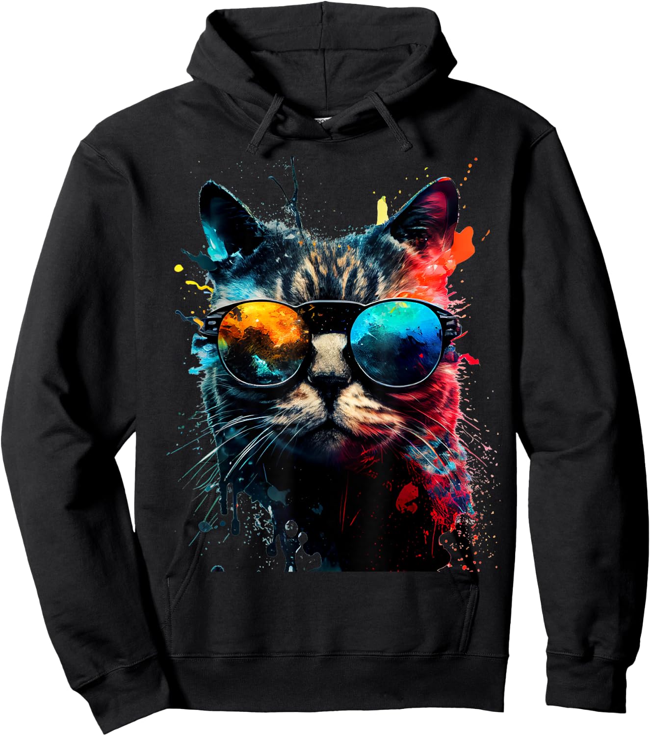 Cool Cat with Sunglasses , black Hoodie - Hoodie | Black