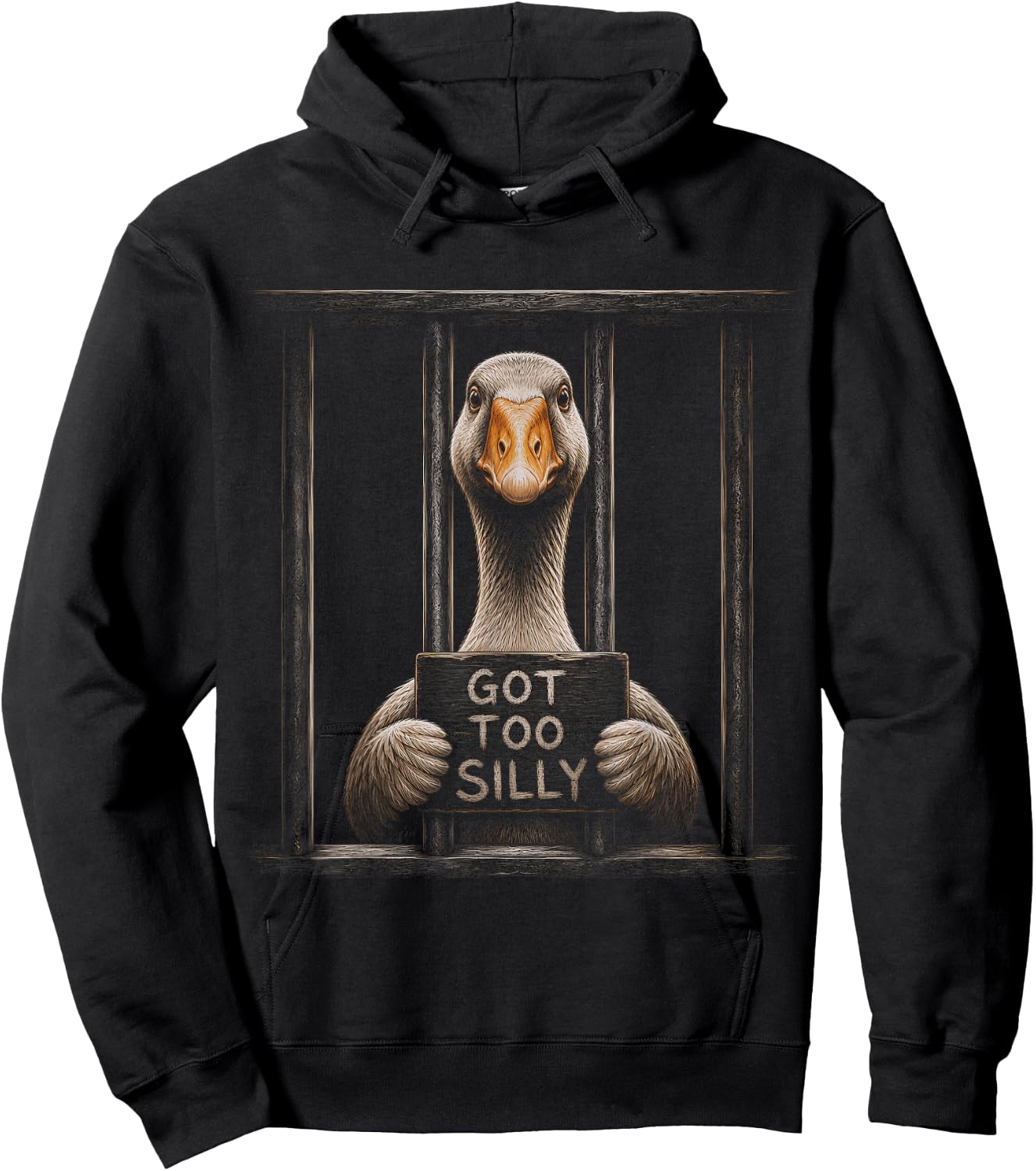 Goose Got Too Silly Funny Graphic Artwork Design Hoodie - Hoodie | Black