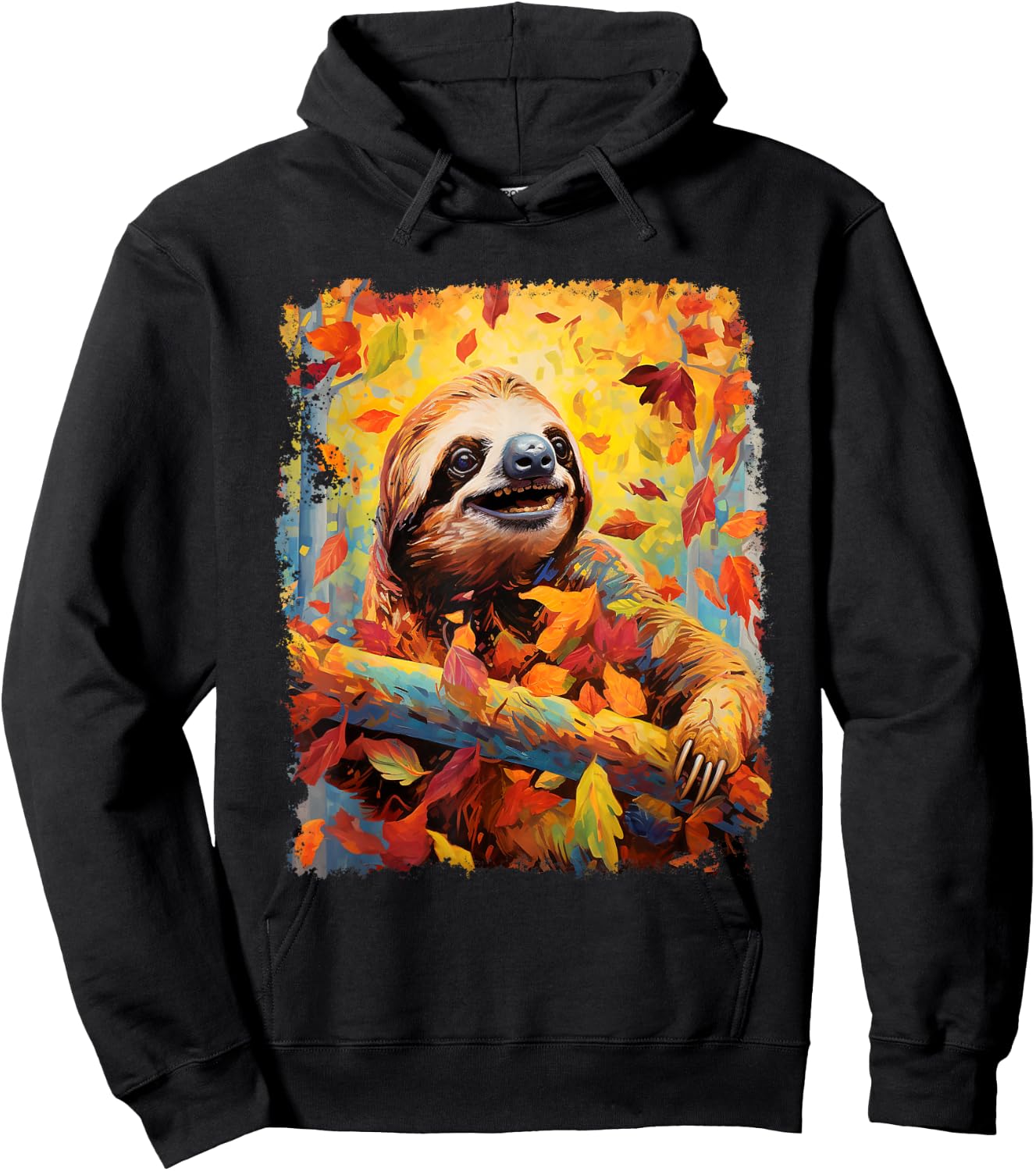 Sloth Fall Leaves Season Fashion Clothes Color Hoodie - Hoodie | Black