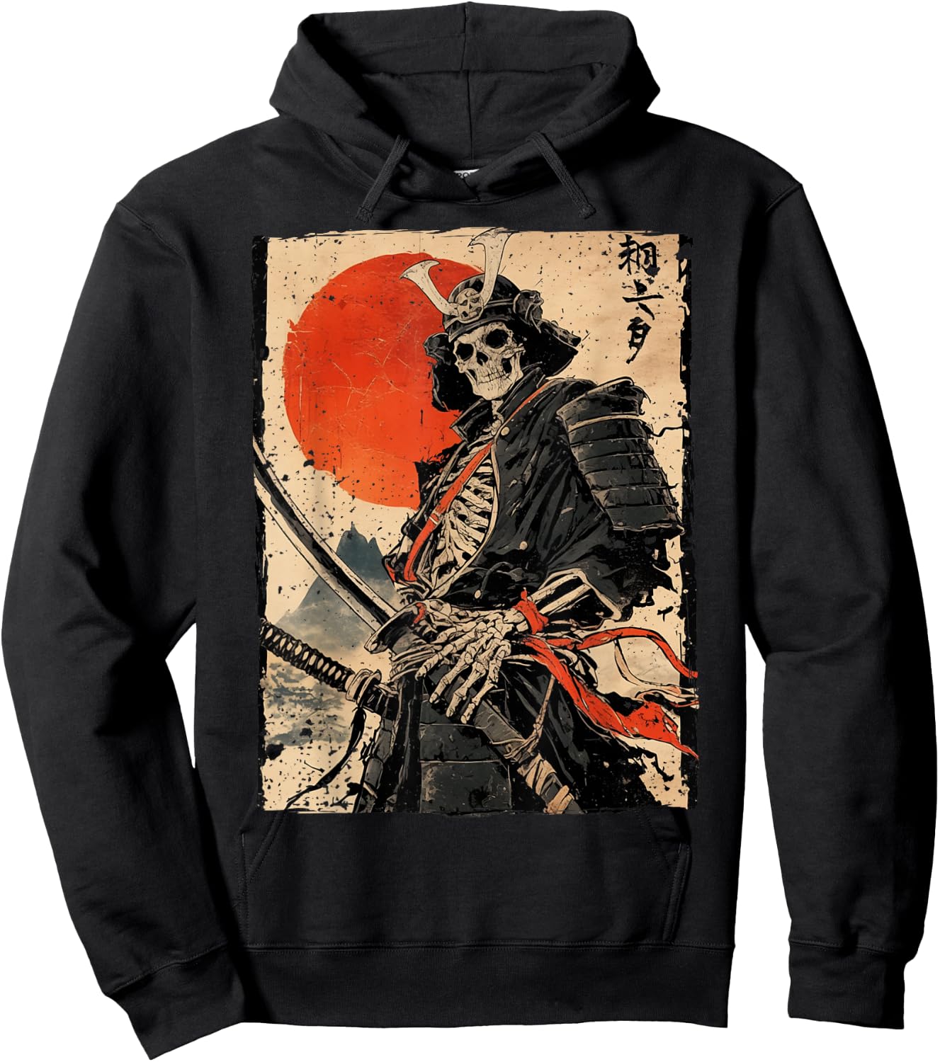Japan Samurai Krieger Skelett Ukiyo Tinte Kunstwerk Samurai Hoodie - Hoodie | Black