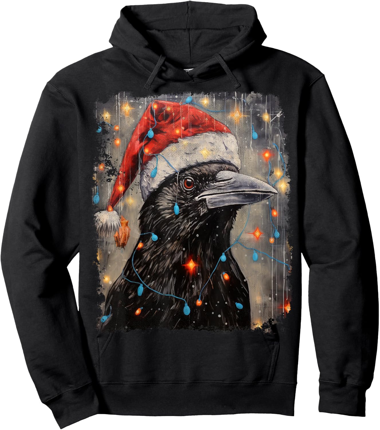 Vintage Crow Raven Bird Christmas Hoodie - Hoodie | Black
