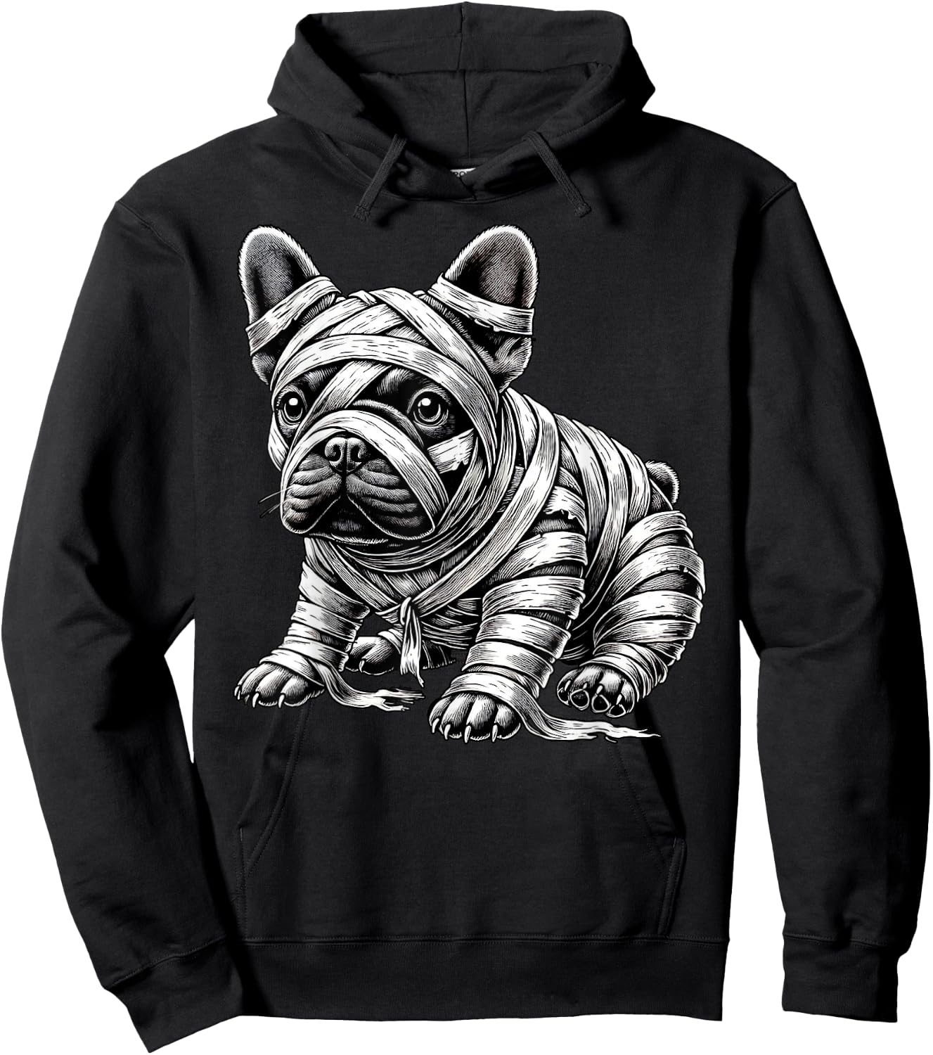 Halloween Bulldog Frenchie Mummy Costume Dog Puppy Men Women Kids Hoodie - Hoodie | Black