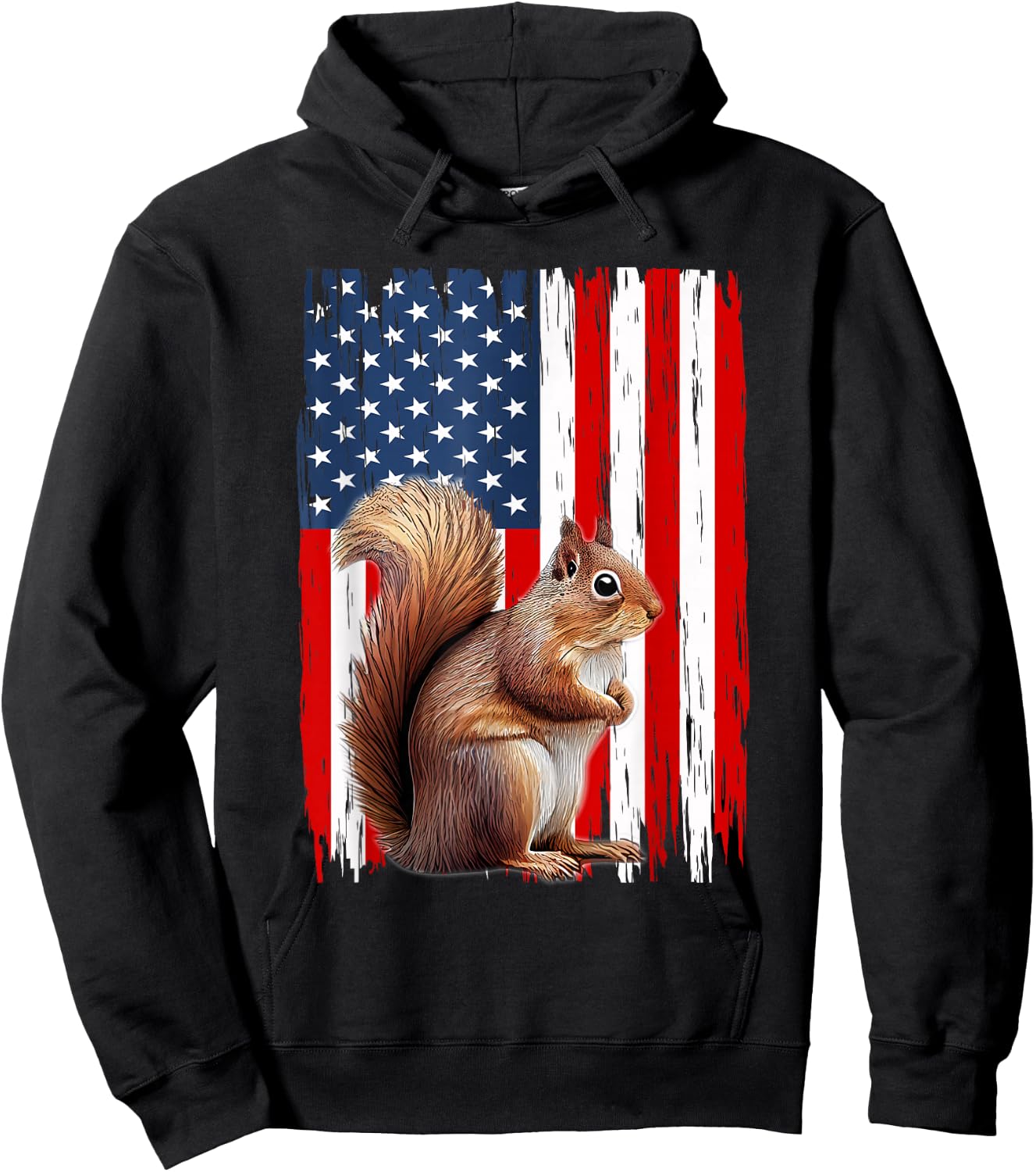 Patriotic Squirrel USA Flag American 4th Of July Men Women Hoodie - Hoodie | Black