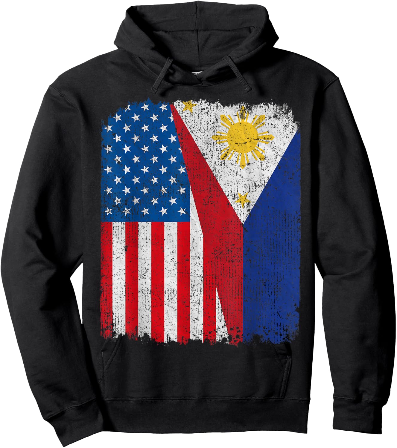 Filipino American Flag Half USA Philippines Root Proud Hoodie - Hoodie | Black