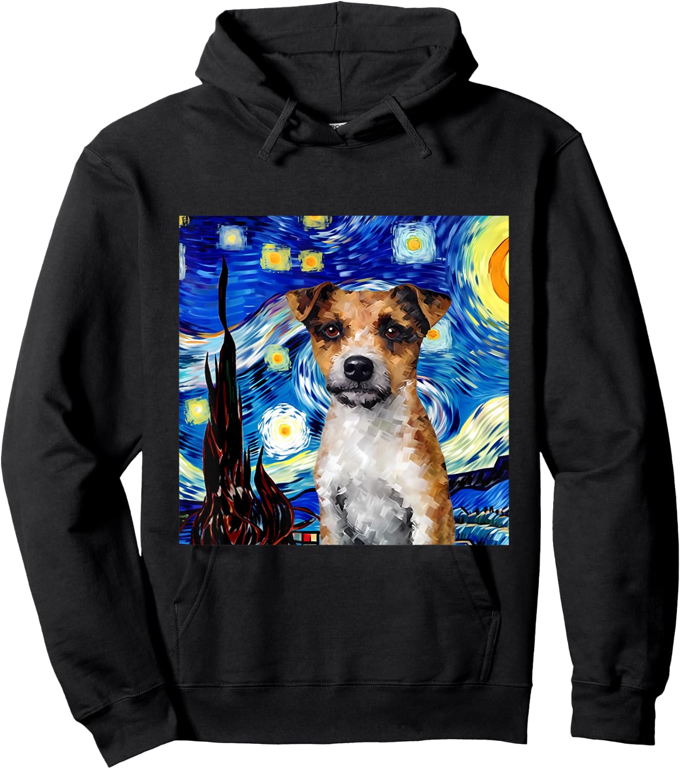 Jack Russell Terrier Starry Night Dog Painting Hoodie - Hoodie | Black