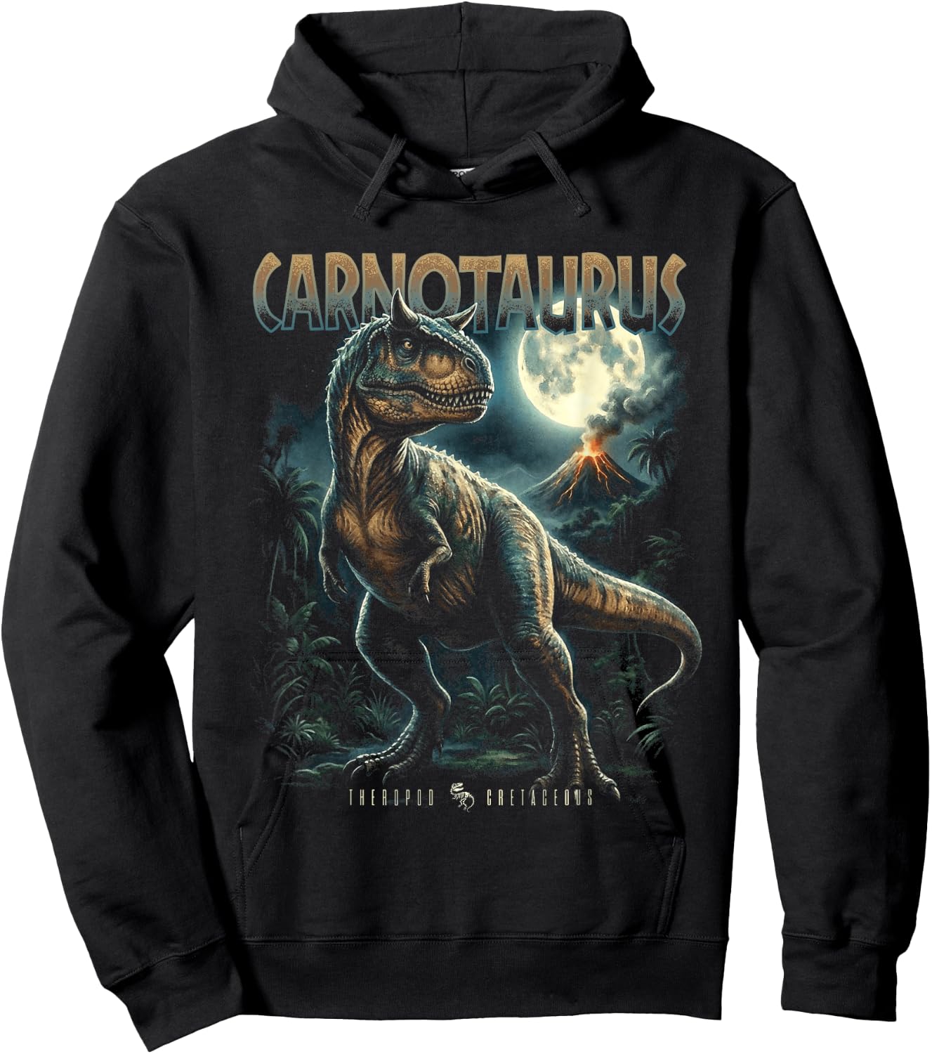 Vintage Carnotaurus 90er Bootleg Dinosaurier prähistorischer Dino Hoodie - Hoodie | Black
