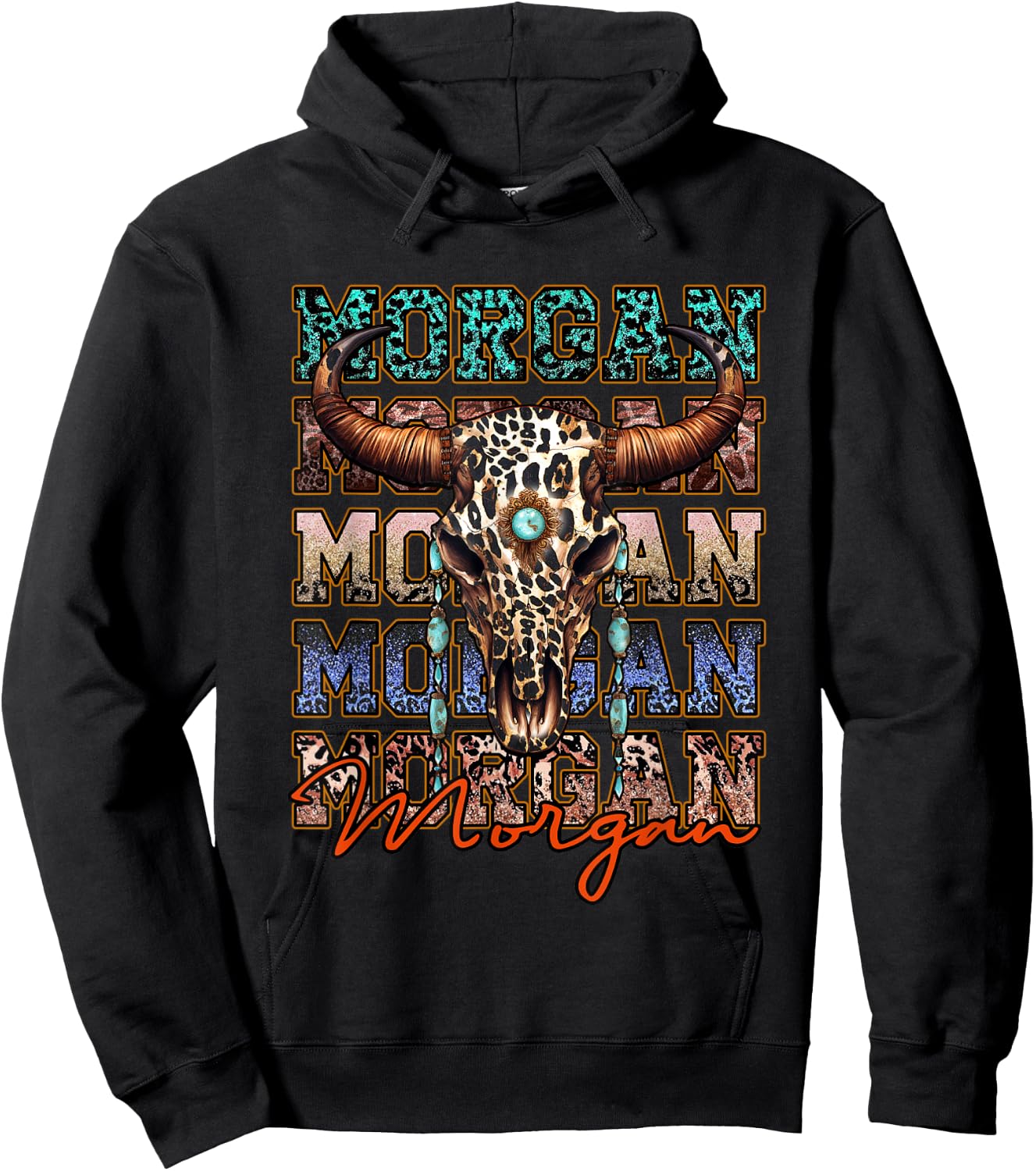 Morgan First Name Longhorn Southern Funny Apparel Hoodie - Hoodie | Black