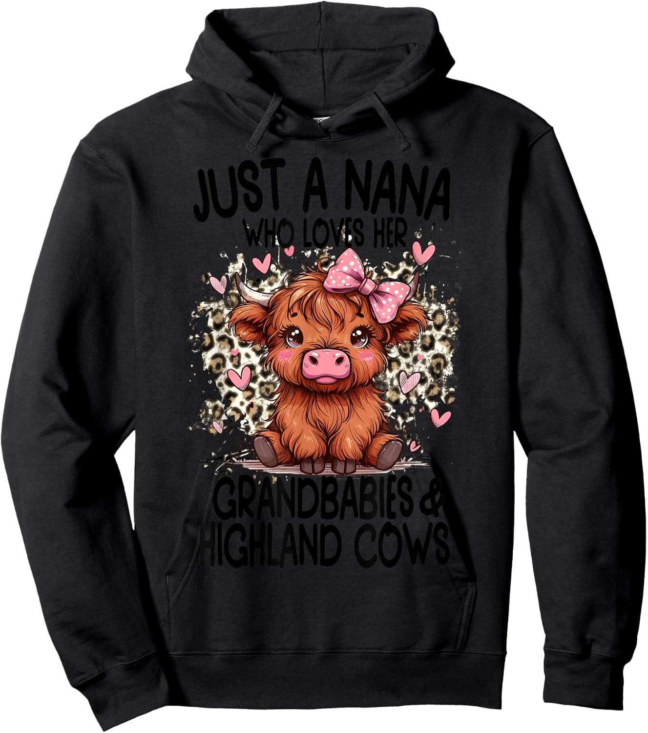 Just a NANA loves her GRANDBABIES & HIGHLAND COWS Graphic Hoodie - Hoodie | Black