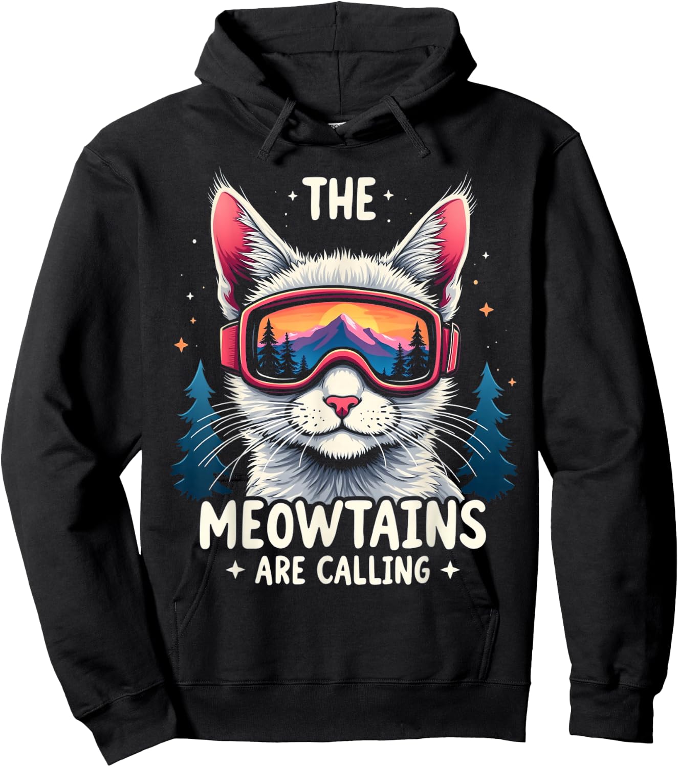 THE MEOWTAINS ARE CALLING Cat Mountain Adventure Hoodie - Hoodie | Black