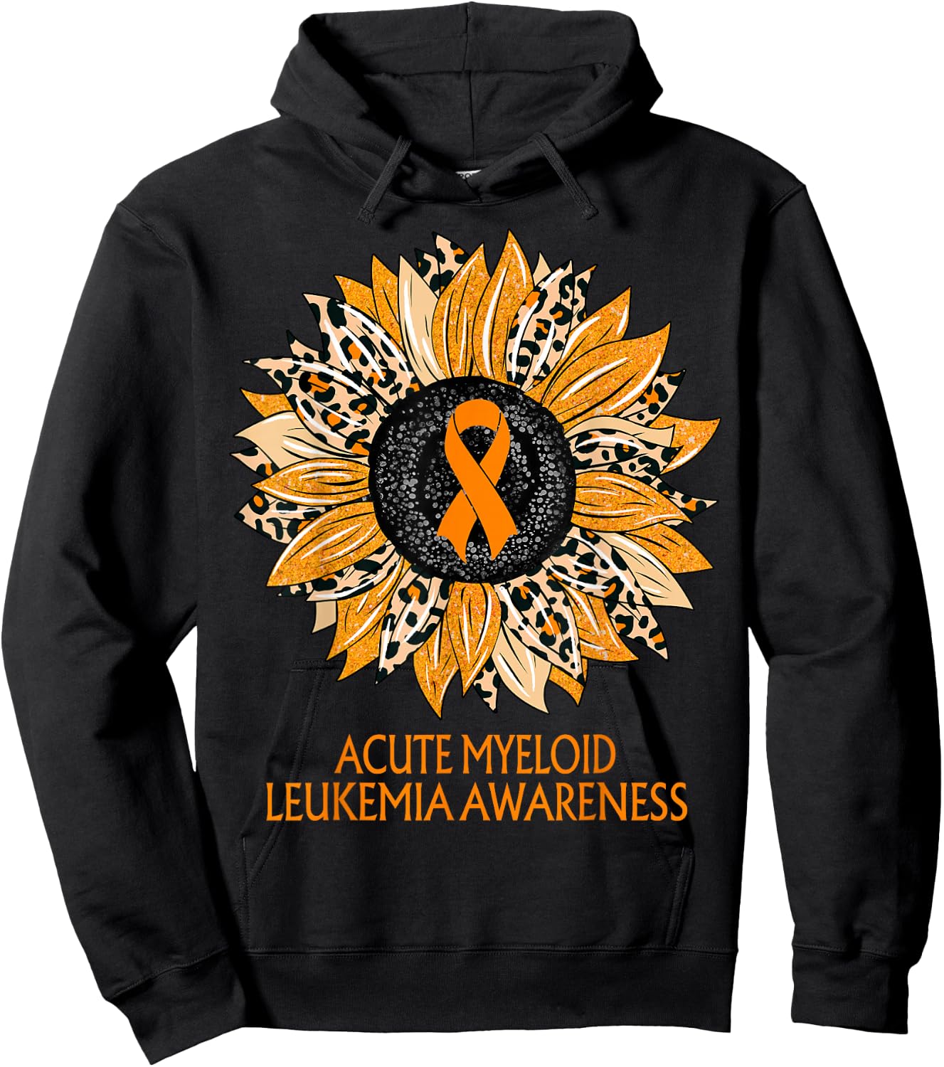 Leopard Sunflower Acute Myeloid Leukemia Awareness Gifts Hoodie - Hoodie | Black