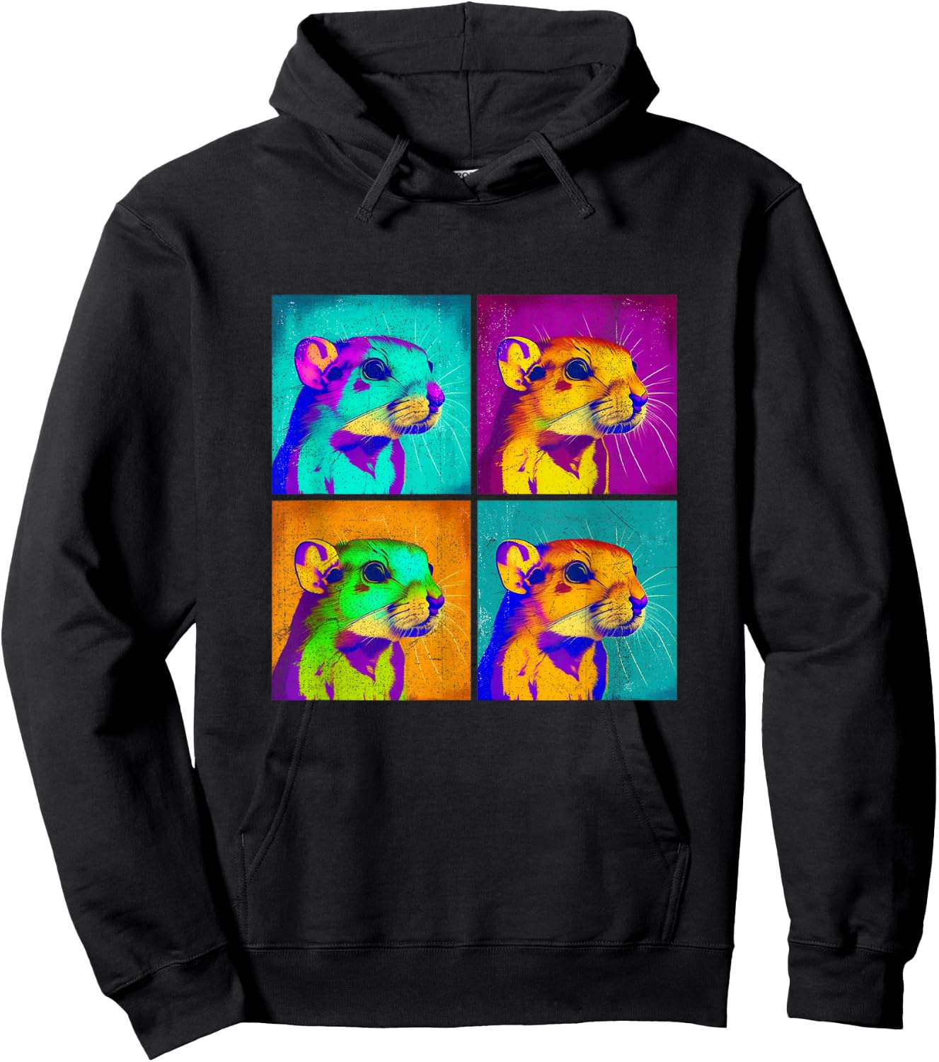 Kangaroo Rat Pop Art Design Illustration Colorful Animal Men Hoodie - Hoodie | Black