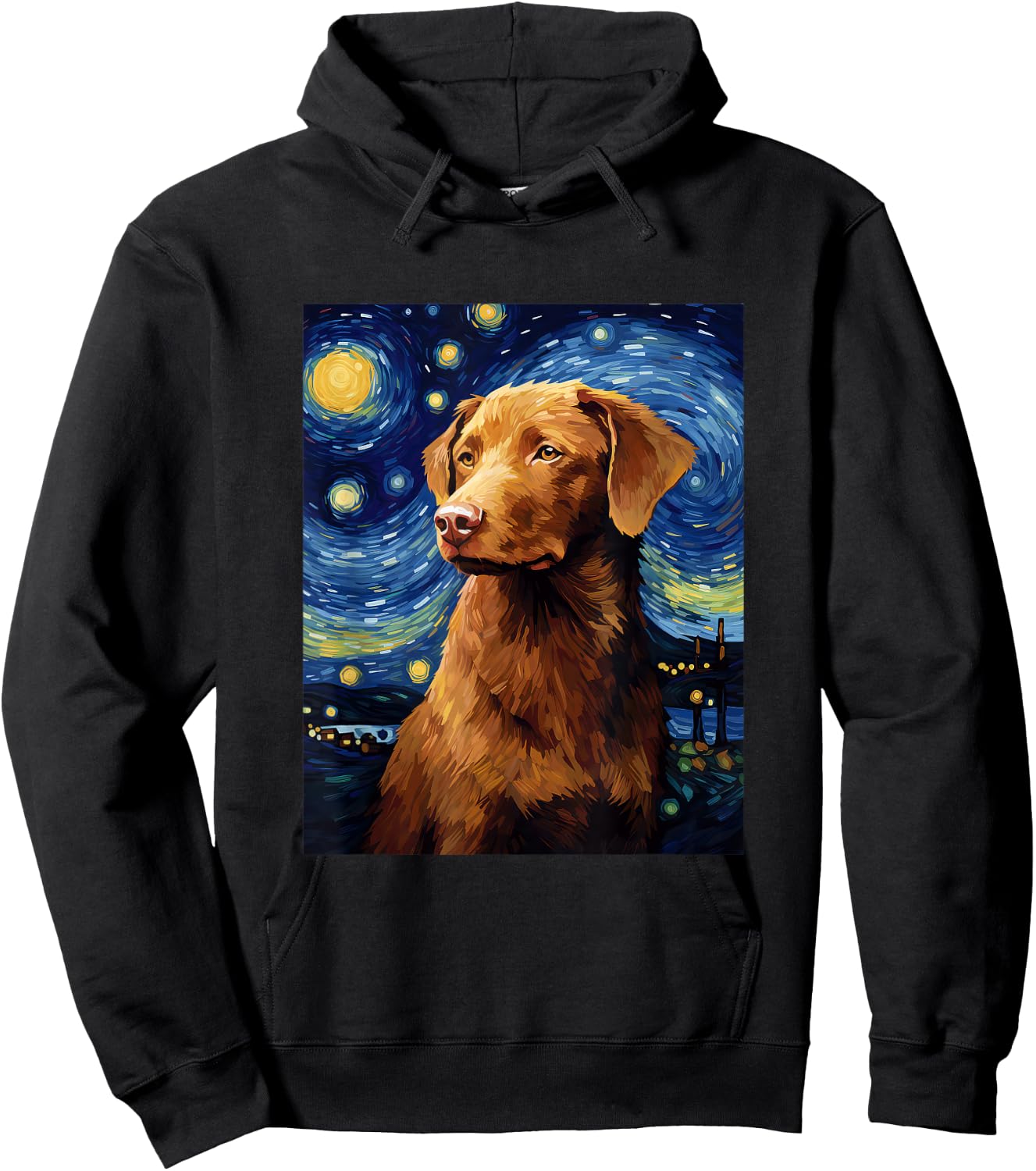 West Chesapeake Bay Retriever Starry Night Van Gogh Hoodie - Hoodie | Black