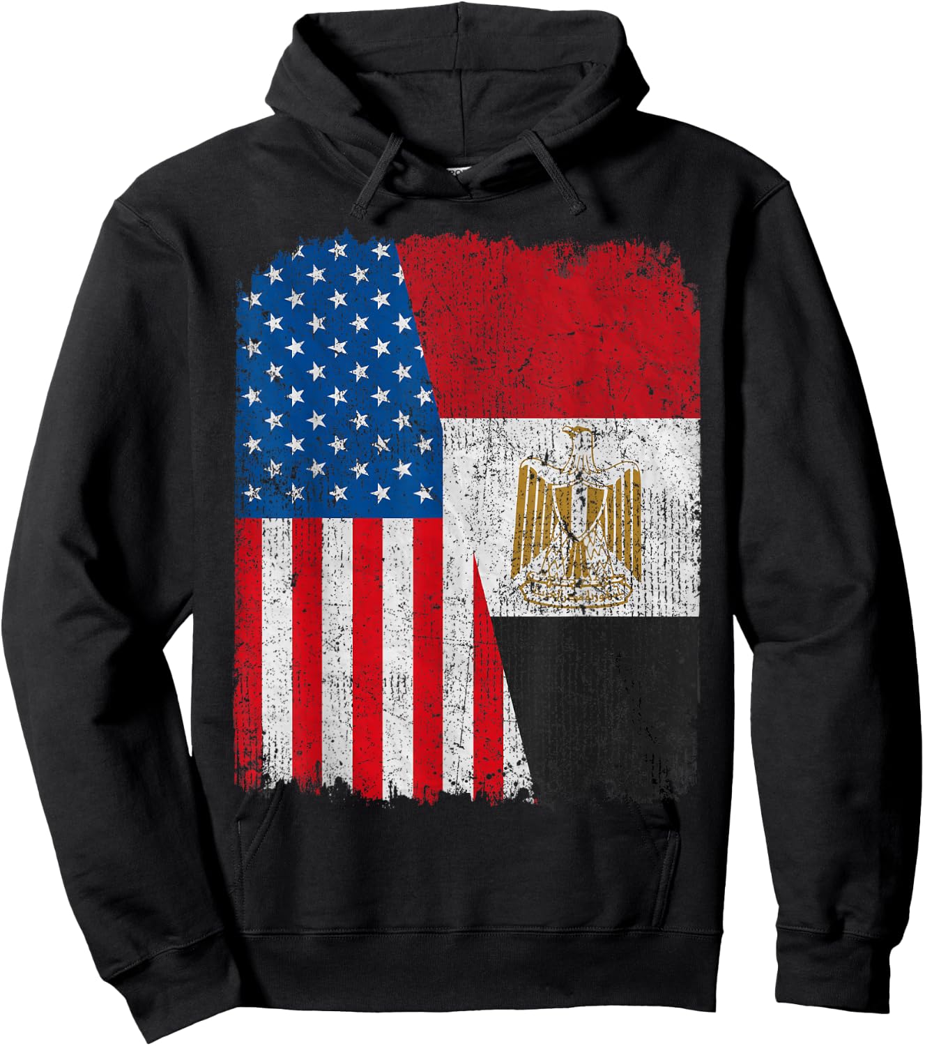Egyptian American Flag Half USA Egypt Root Proud Hoodie - Hoodie | Black