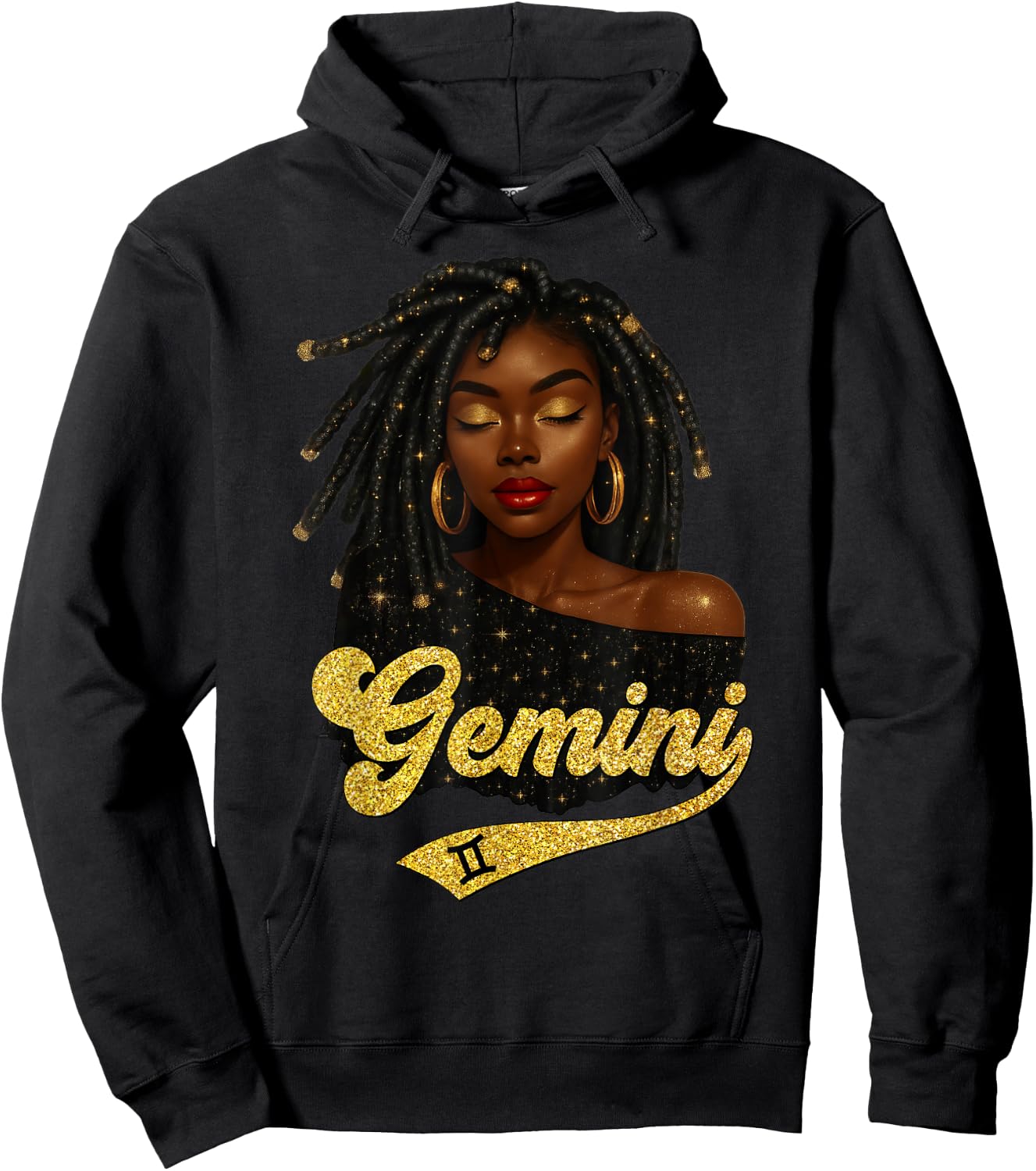 Gemini Girl Birthday Black Queen Loc'd Woman Zodiac Hoodie - Hoodie | Black