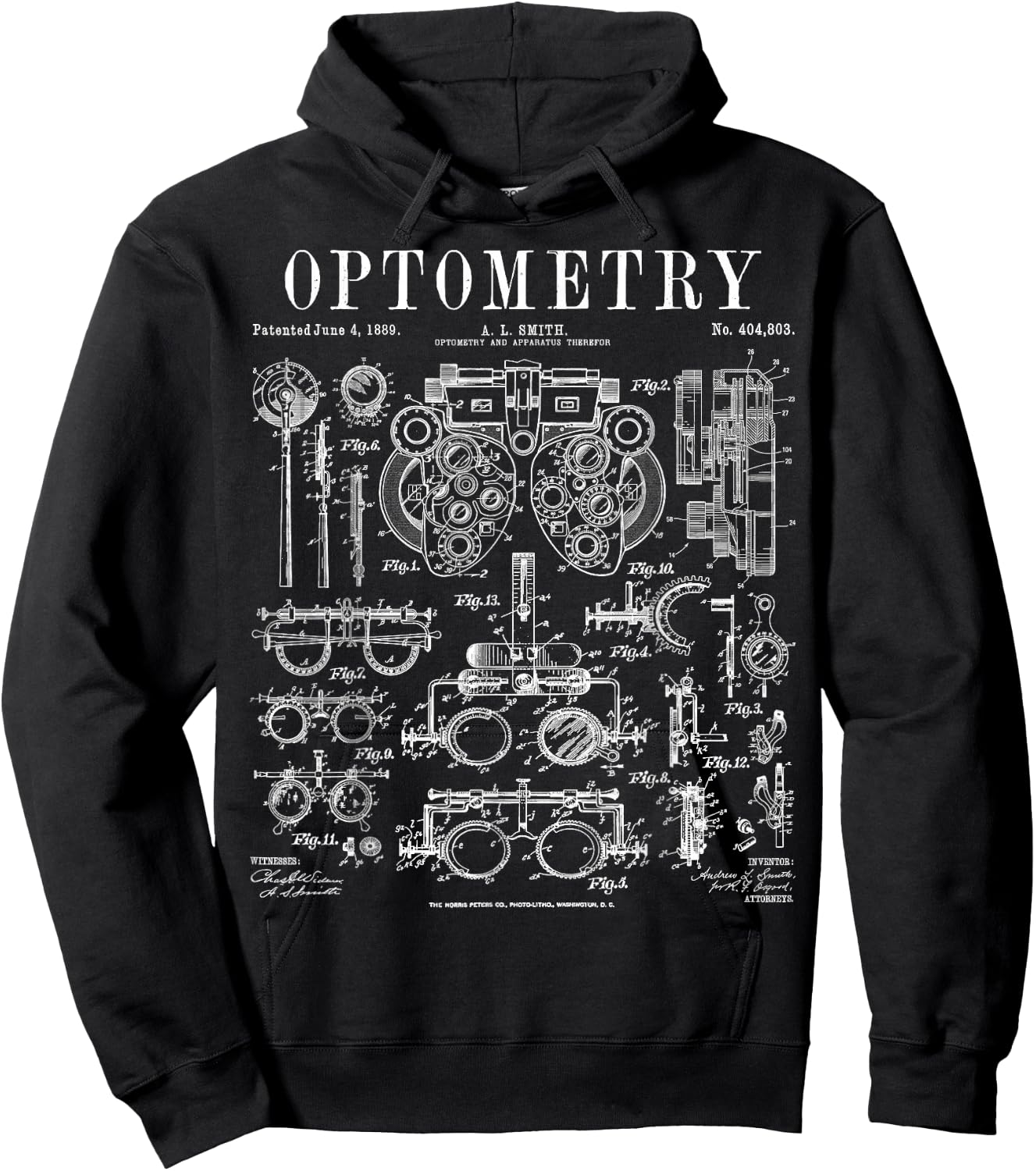 Optometrist Optometry Eye Doctor Tools Vintage Patent Print Hoodie - Hoodie | Black