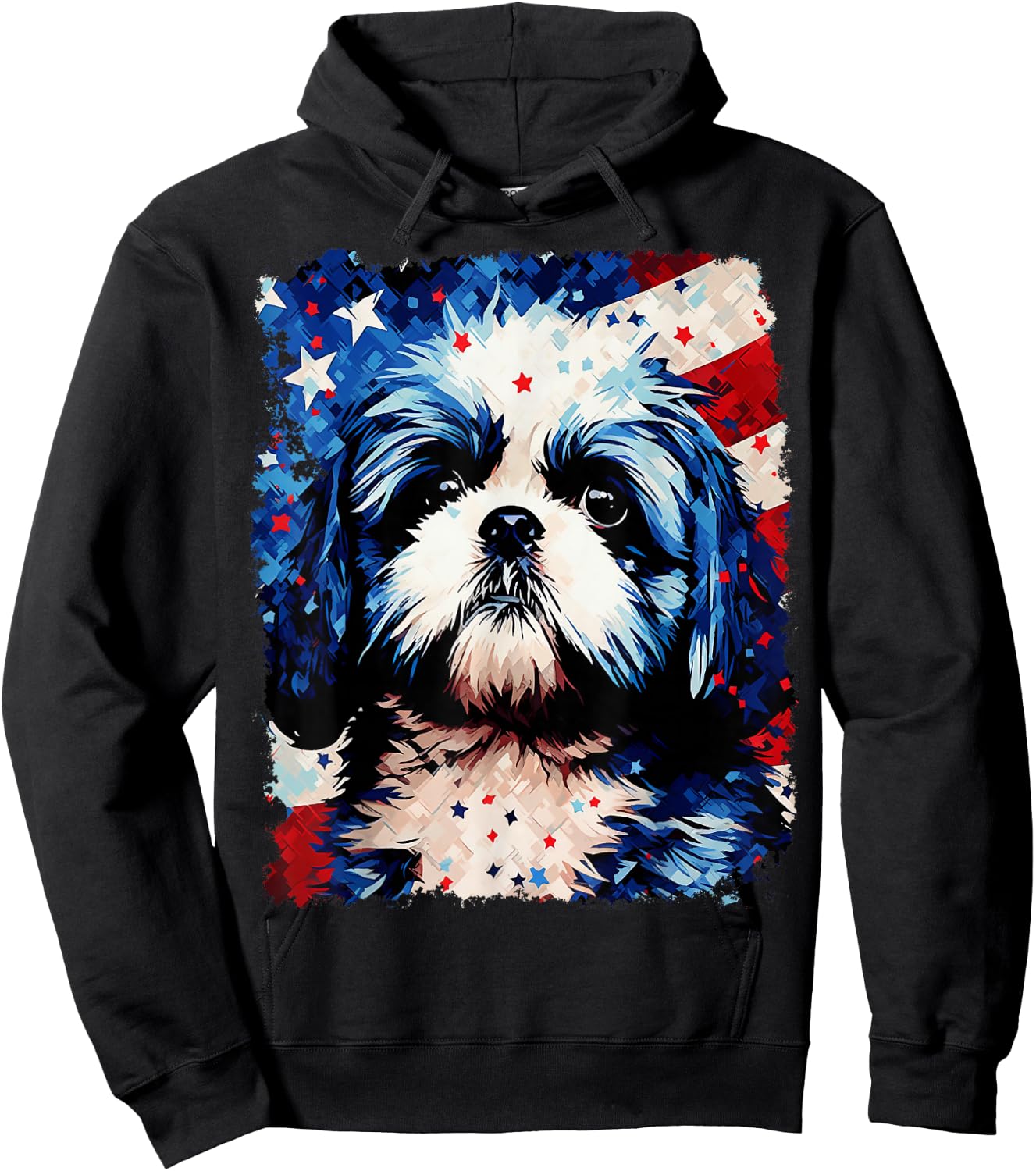 Dog Shih Tzu USA Patriotic 4th of July Hoodie - Hoodie | Black