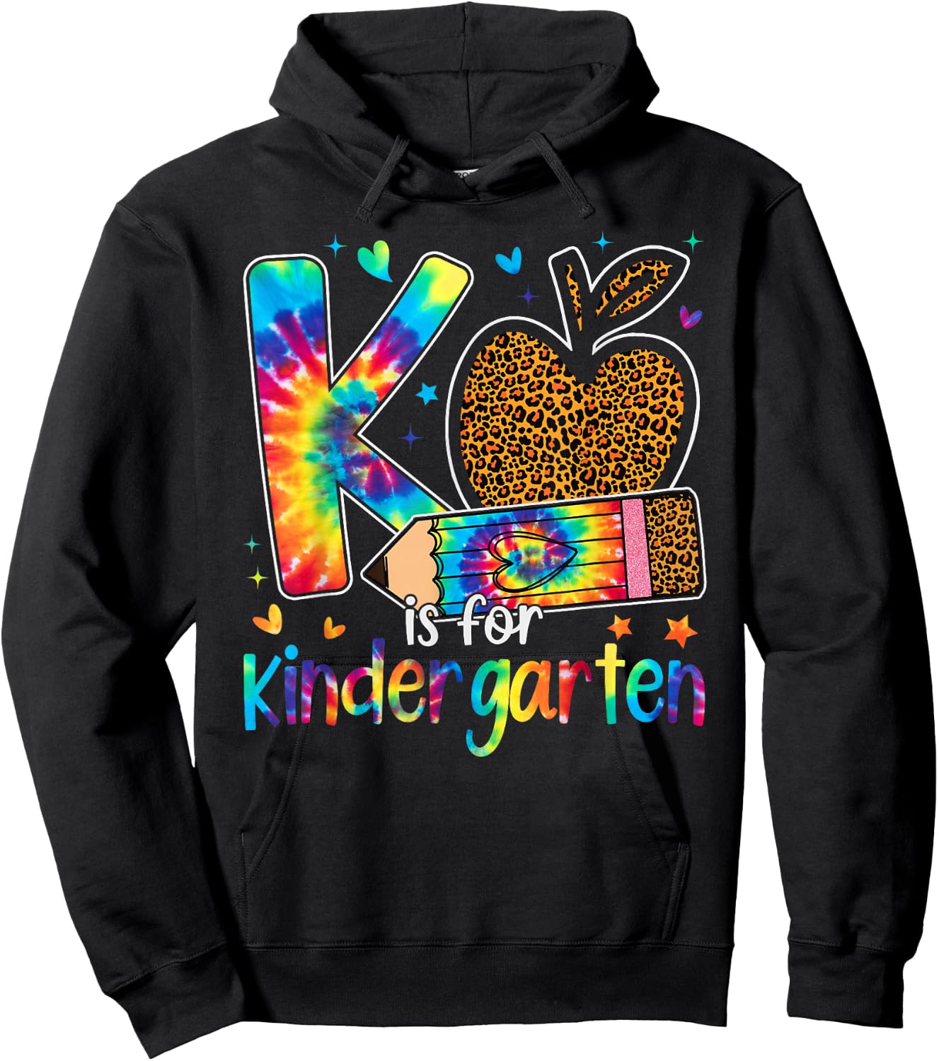 K Is For Kindergarten Teacher Leopard Back To School Hoodie - Hoodie | Black
