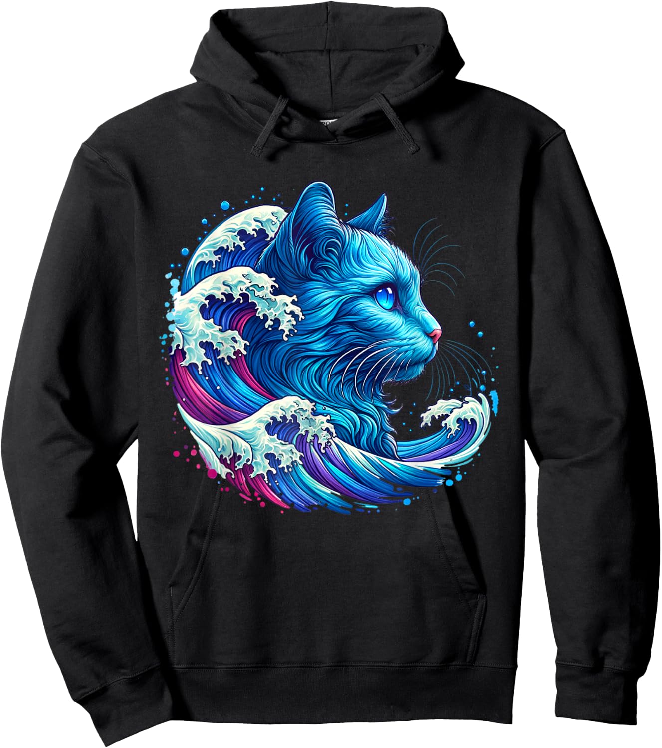 Blue Cat Wave For kamala 47 Funny Cat Ladies Harris 2024 Hoodie - Hoodie | Black