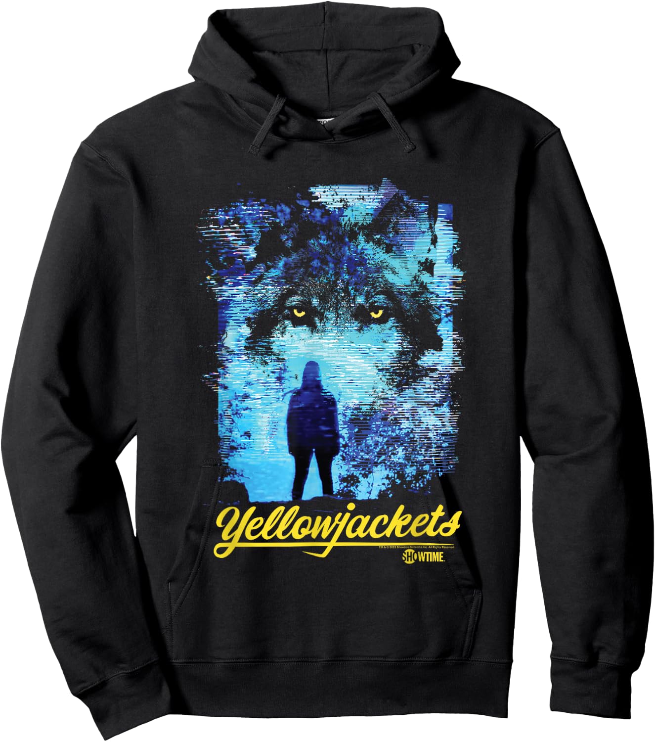 Yellowjackets Distorted Wolf with Logo Hoodie - Hoodie | Black