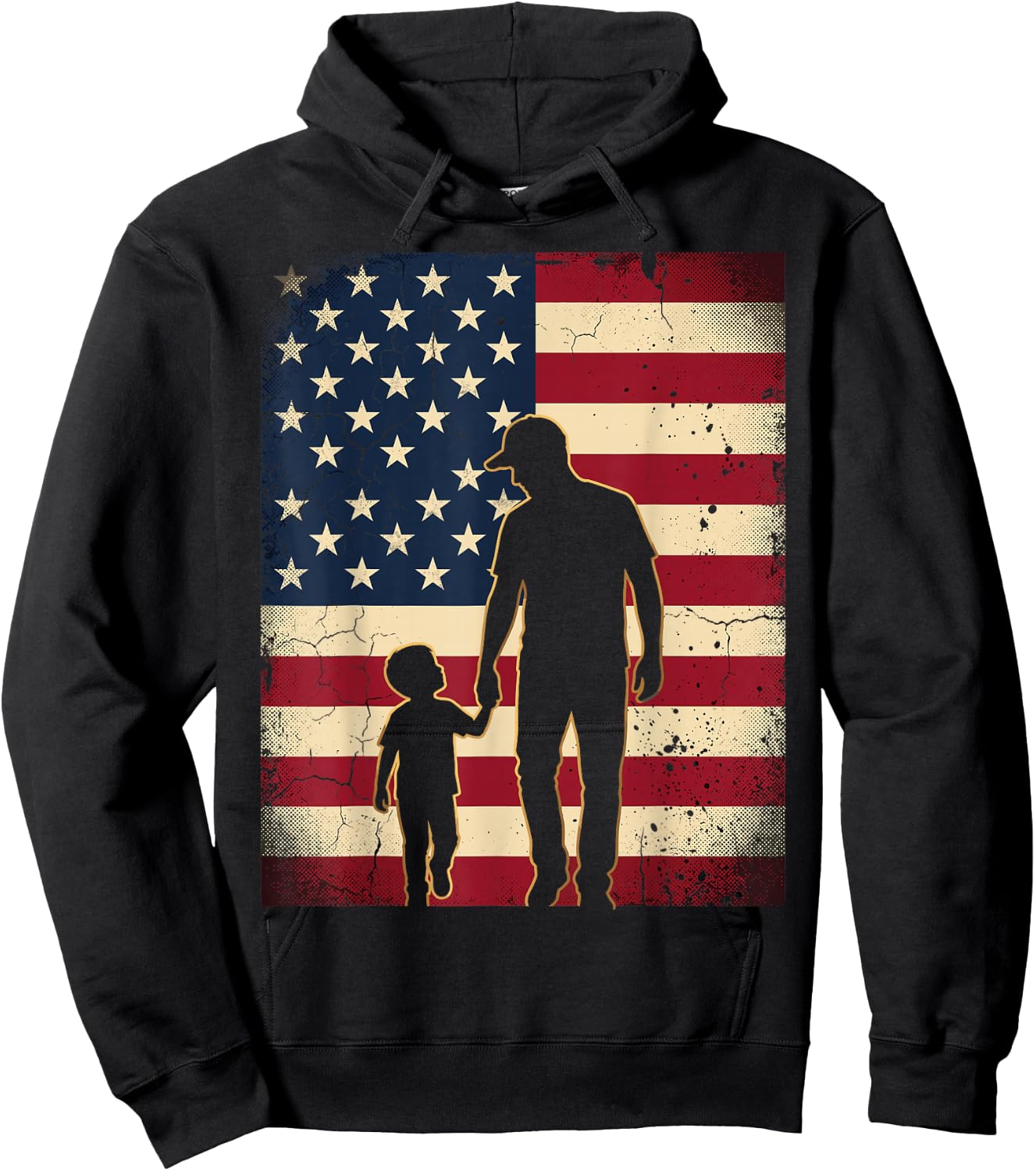 Father Son USA American Flag Patriotic Dads Family Boys Men Hoodie - Hoodie | Black