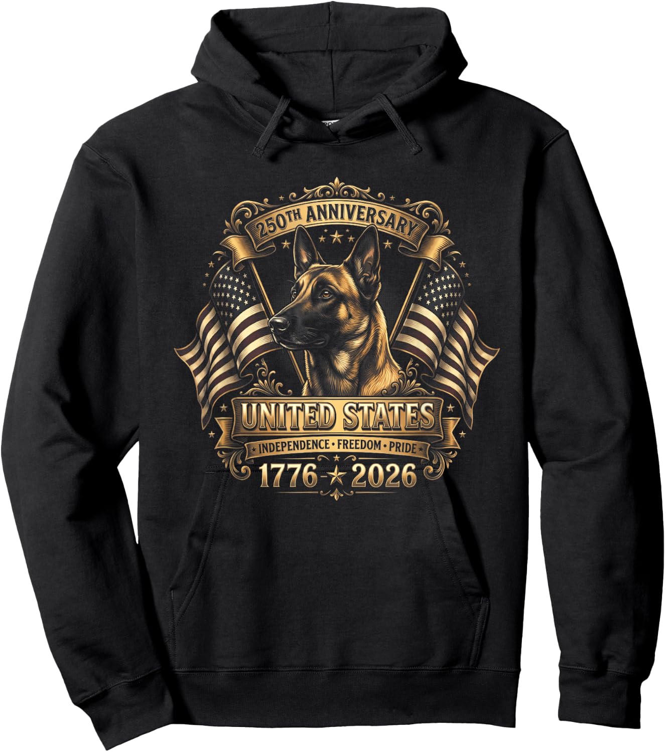 Belgian Malinois 250 Year USA Anniversary Hoodie - Hoodie | Black