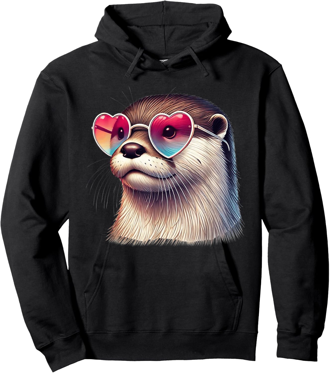 Cute Valentines Day Otter Heart Sunglasses Women Girls Hoodie - Hoodie | Black