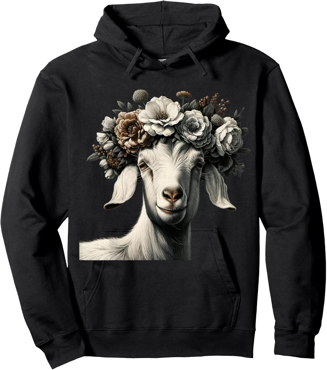 Boer goat with flower boar goats Hoodie - Hoodie | Black
