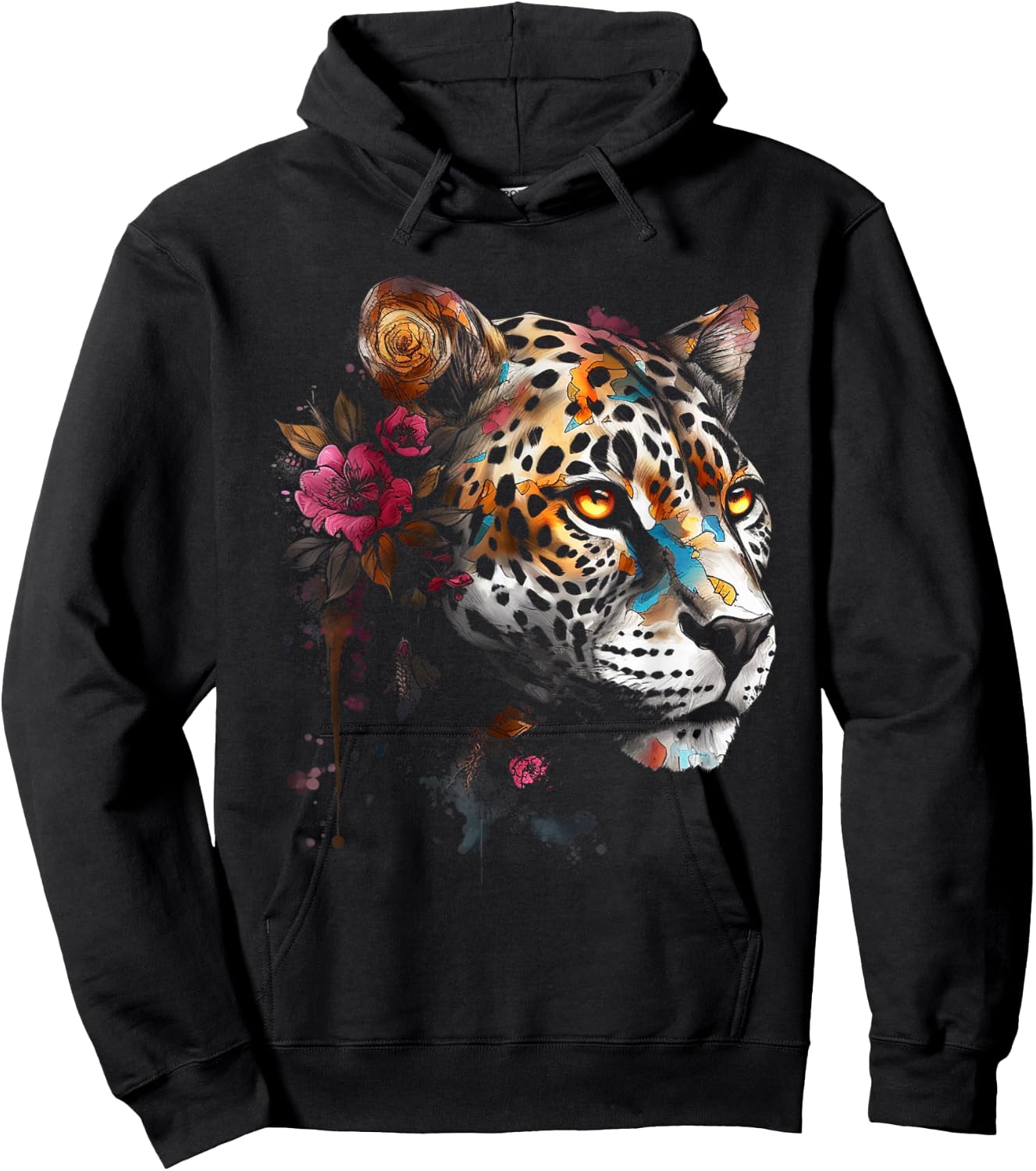 Leopard Blumen Kunst - Tier Leopard Hoodie - Hoodie | Black