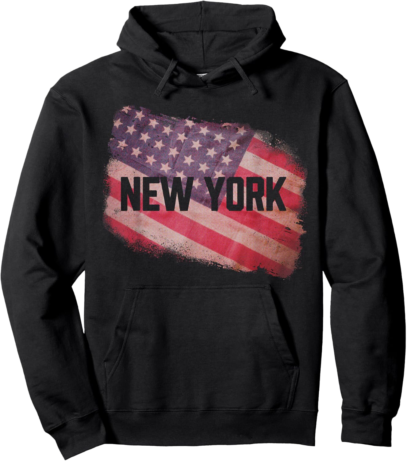 New York USA American Old Glory Flag Vintage US Souvenir , black Hoodie - Hoodie | Black