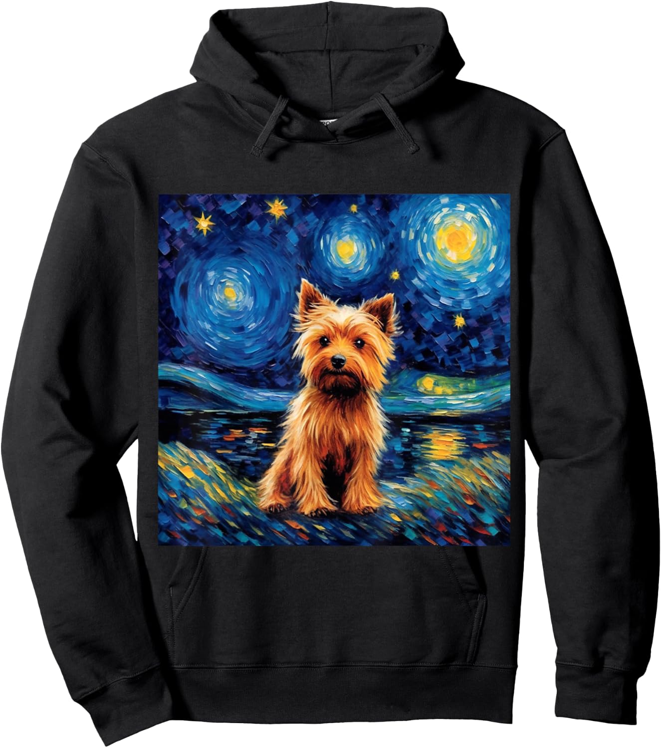 Silky Terrier Starry Night - Silky Terrier Hoodie - Hoodie | Black