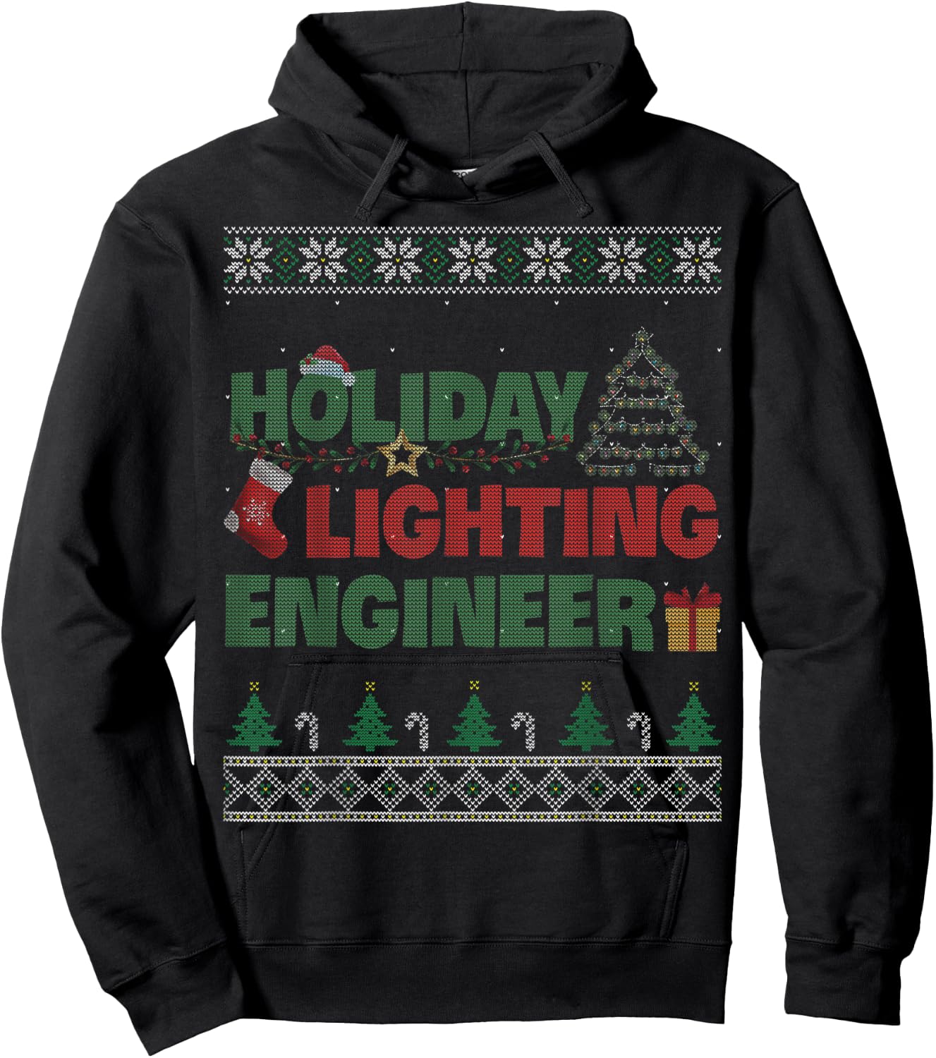 Holiday Lighting Engineer Christmas Light Decorator Gift Hoodie - Hoodie | Black