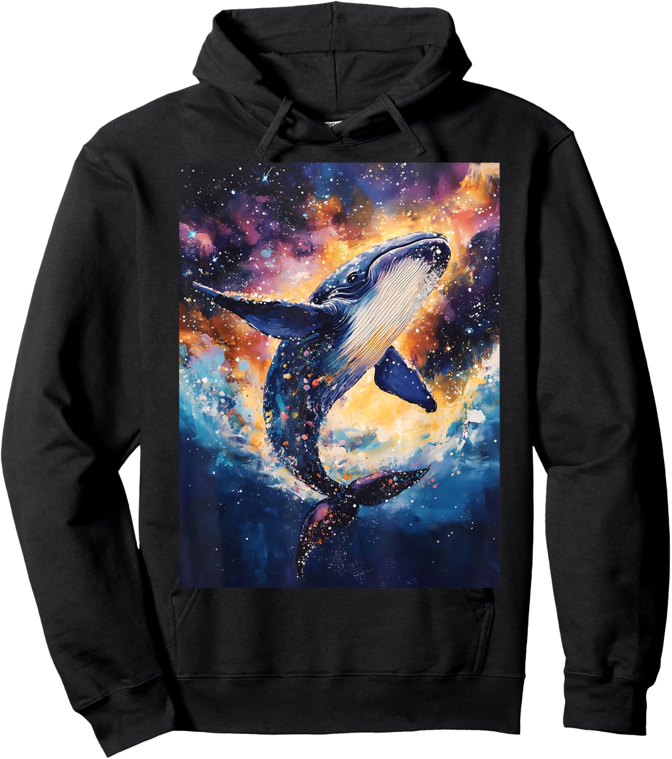 Colorful Whale Hoodie - Hoodie | Black