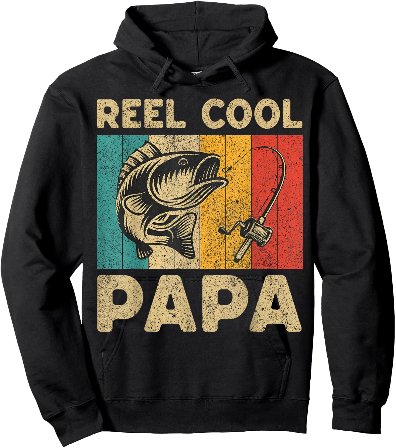 Father's Day Present Funny Fishing Reel Cool Papa Hoodie - Hoodie | Black