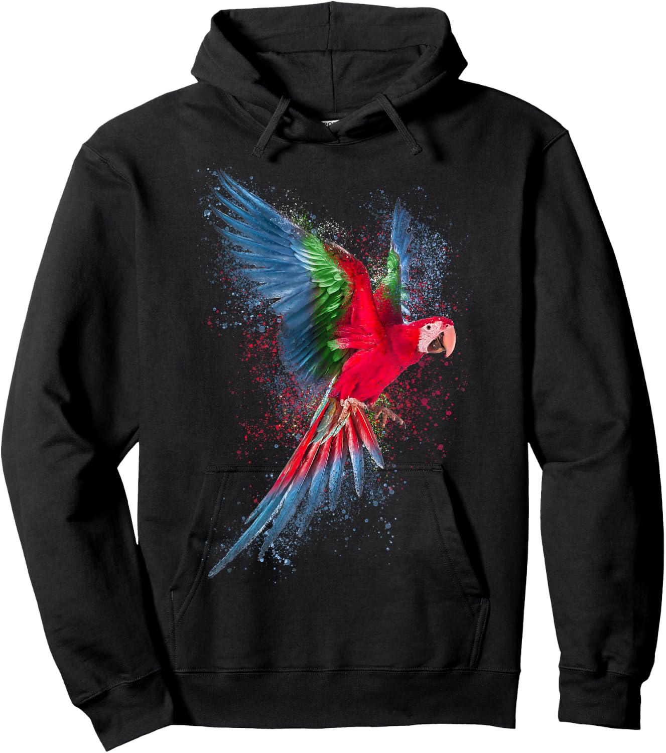 Parrot Colourful Art Animal Design Bird Animal , black Hoodie - Hoodie | Black