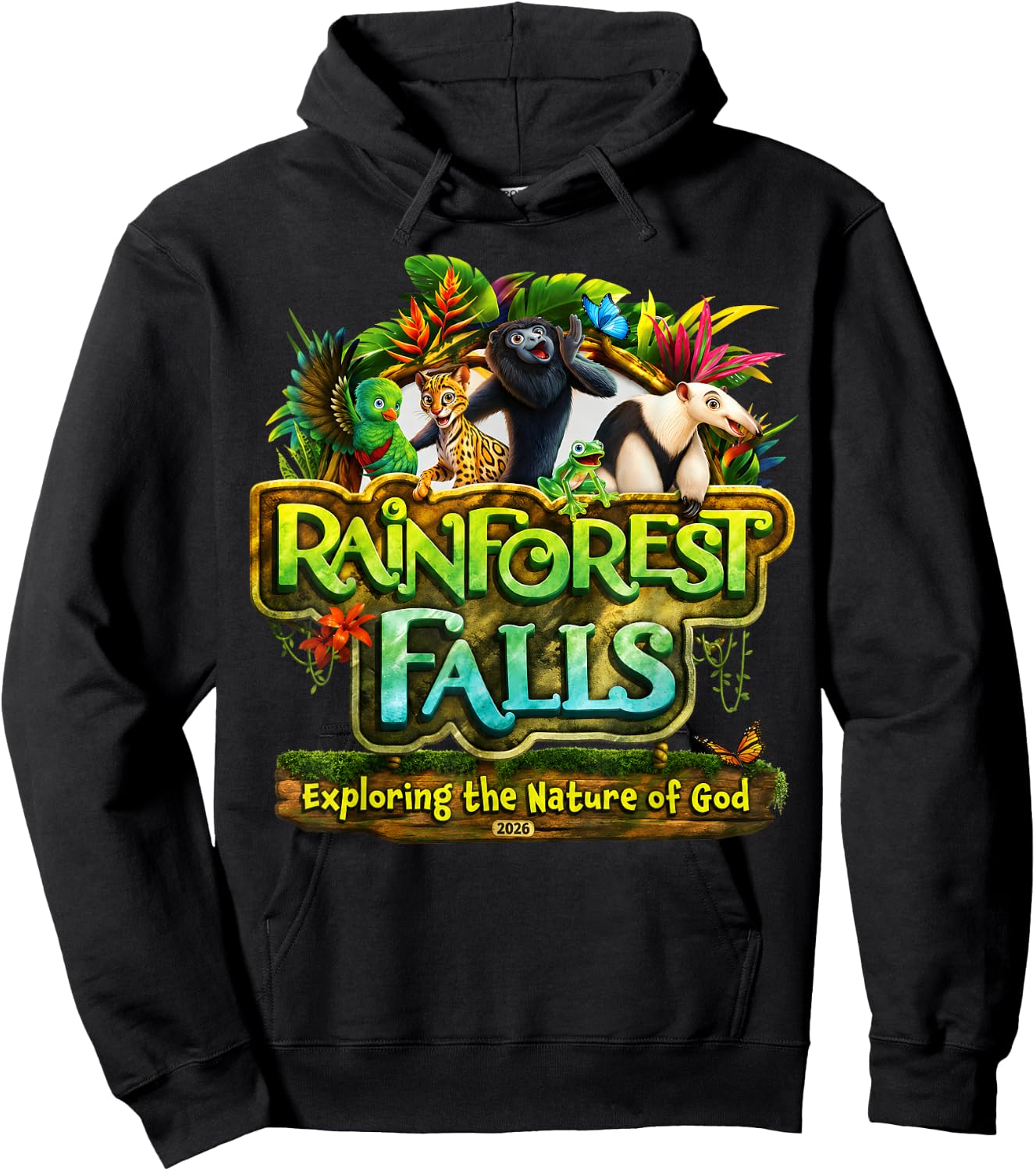 VBS 2026 Rainforest Falls Exploring The Nature of God Kids Hoodie - Hoodie | Black
