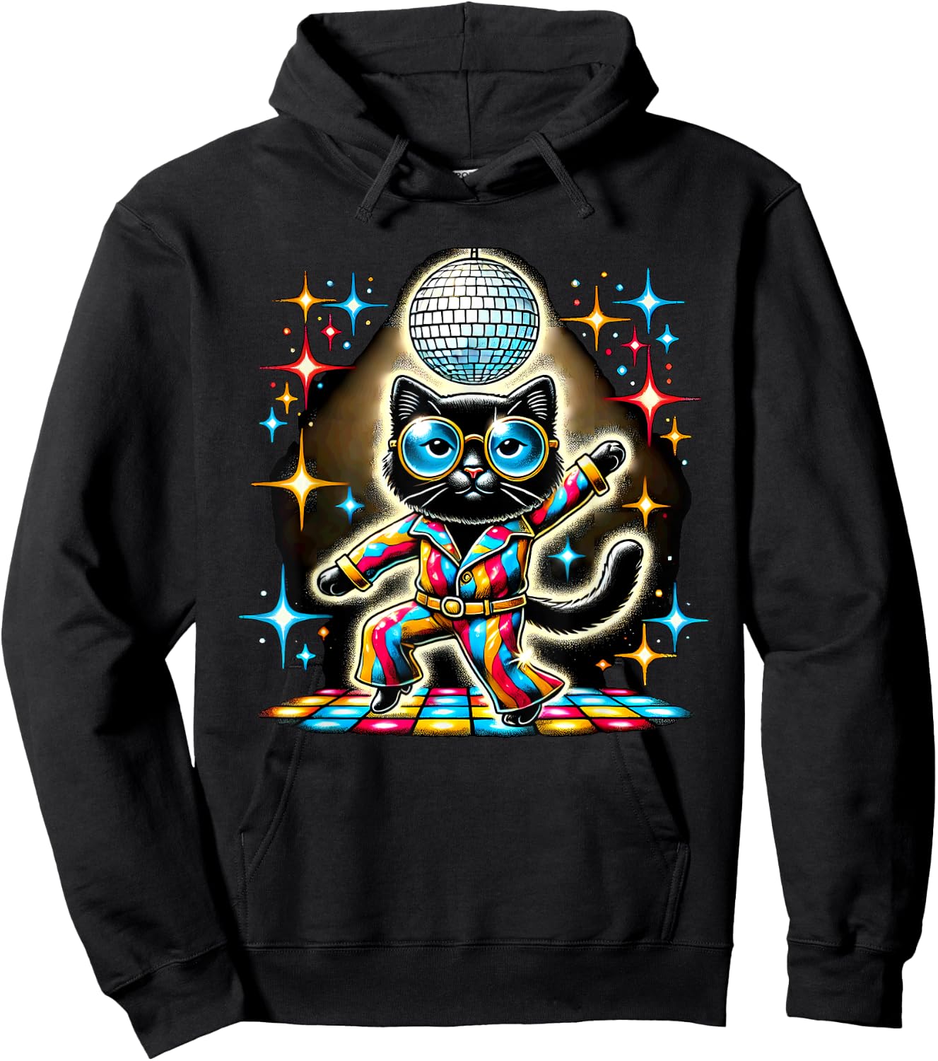 Aesthetic Black Cat Disco Hoodie - Hoodie | Black