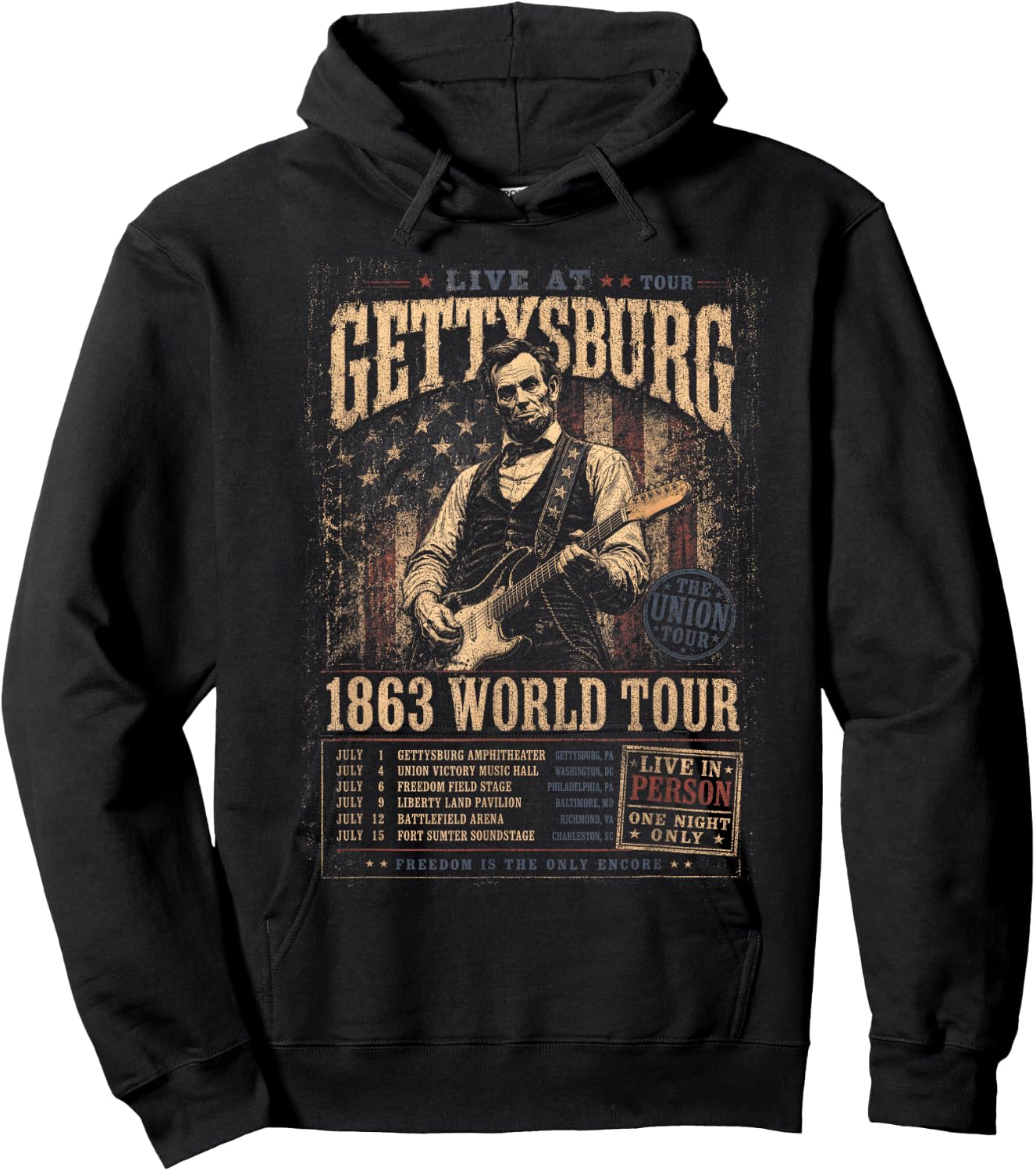 USA 250 Live at Tour Gettysburg the Union Tour 1863 World Hoodie - Hoodie | Black