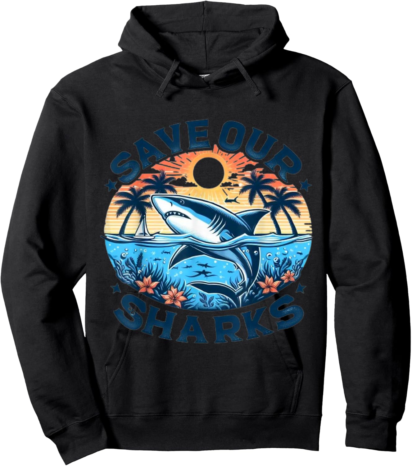 Protect The Shark Save the Ocean Save The Ocean Animals Retro Hoodie - Hoodie | Black