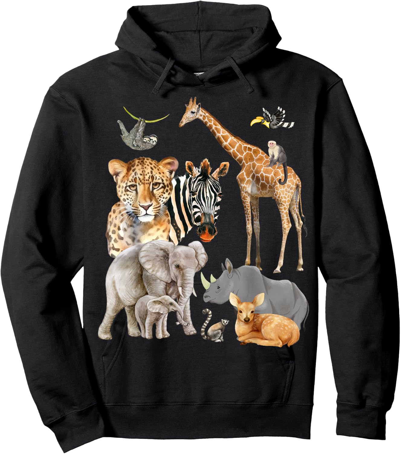 Wildlife Safari Party Animal Design Hoodie - Hoodie | Black
