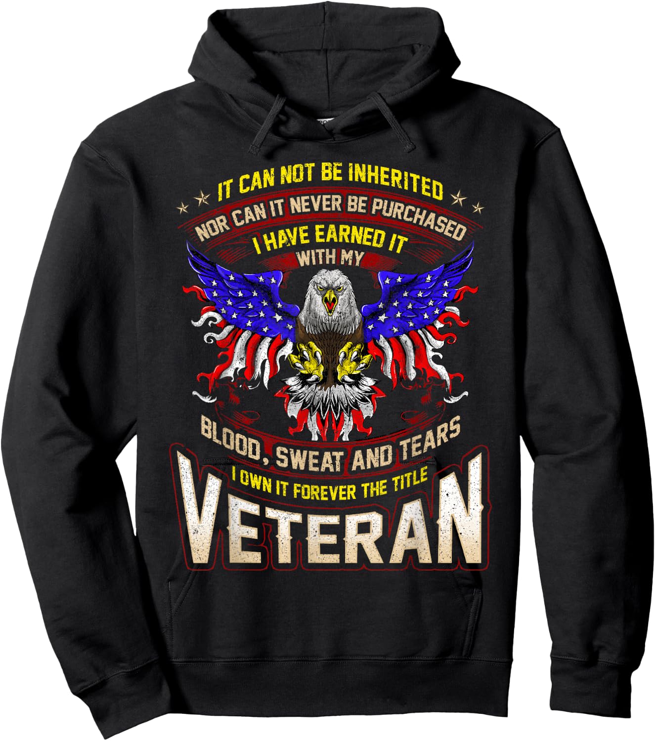 US Veteran Military Earned With Blood Sweat And Tears Hoodie - Hoodie | Black