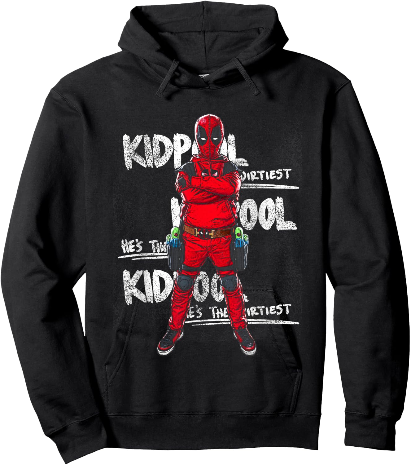 Marvel Deadpool & Wolverine The Dirtiest Kidpool Retro Hoodie - Hoodie | Black