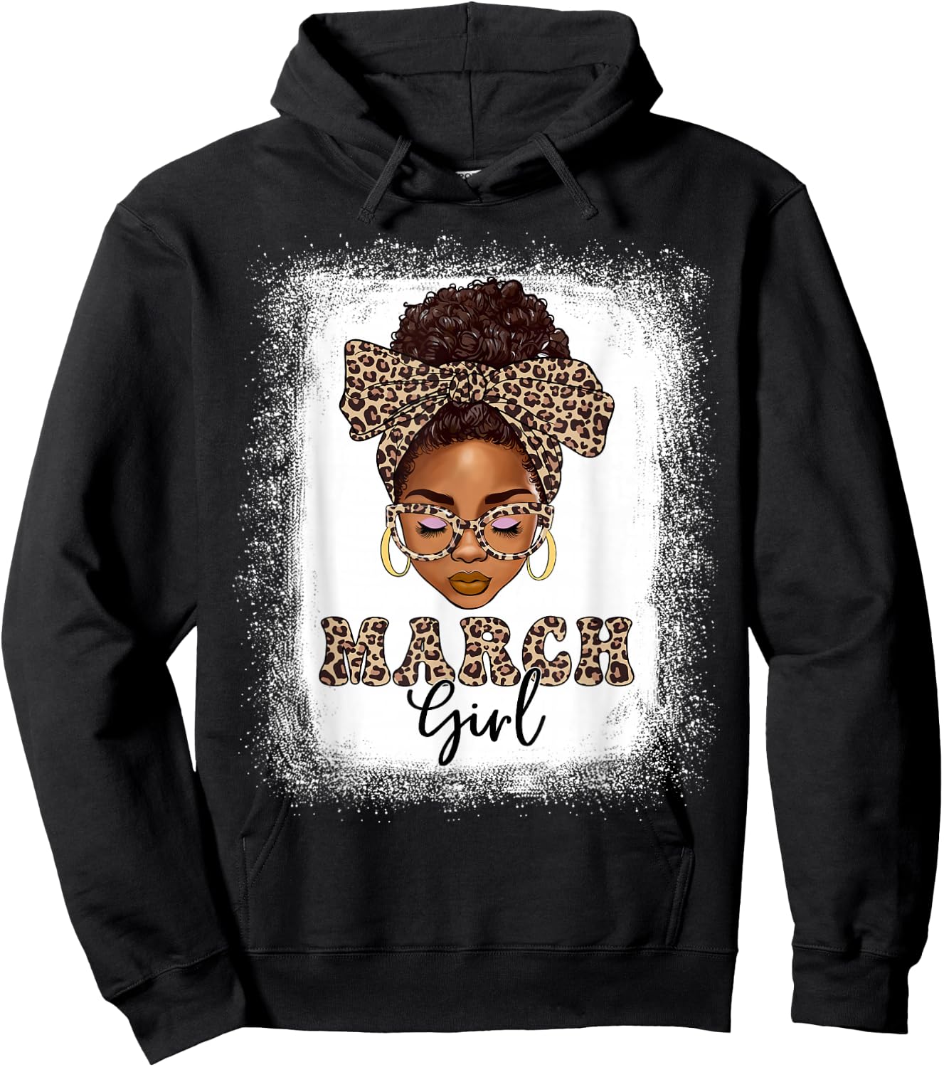 March Girls Afro Messy Bun Bleached Black Women Birthday Hoodie - Hoodie | Black