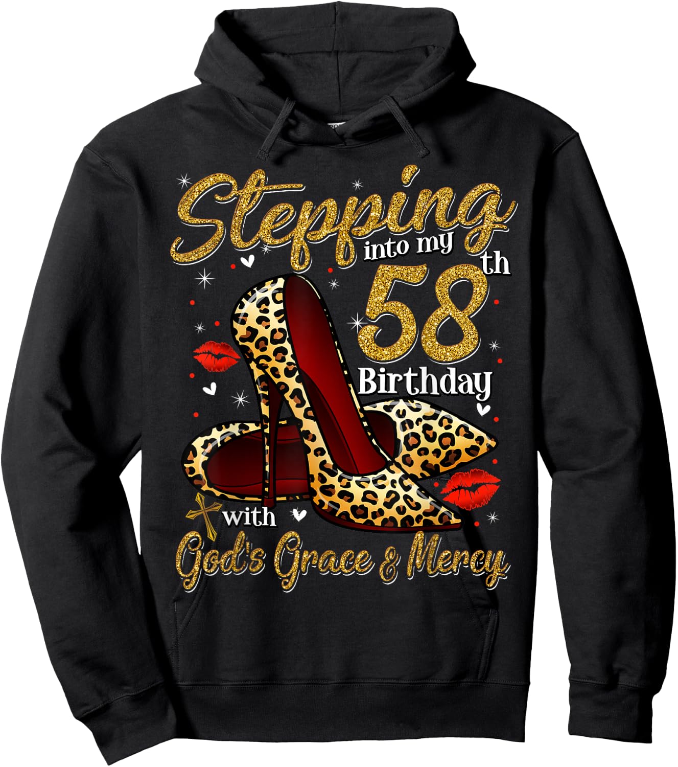 High Heels Stepping Into My 58th Birthday 58 and Fabulous Hoodie - Hoodie | Black