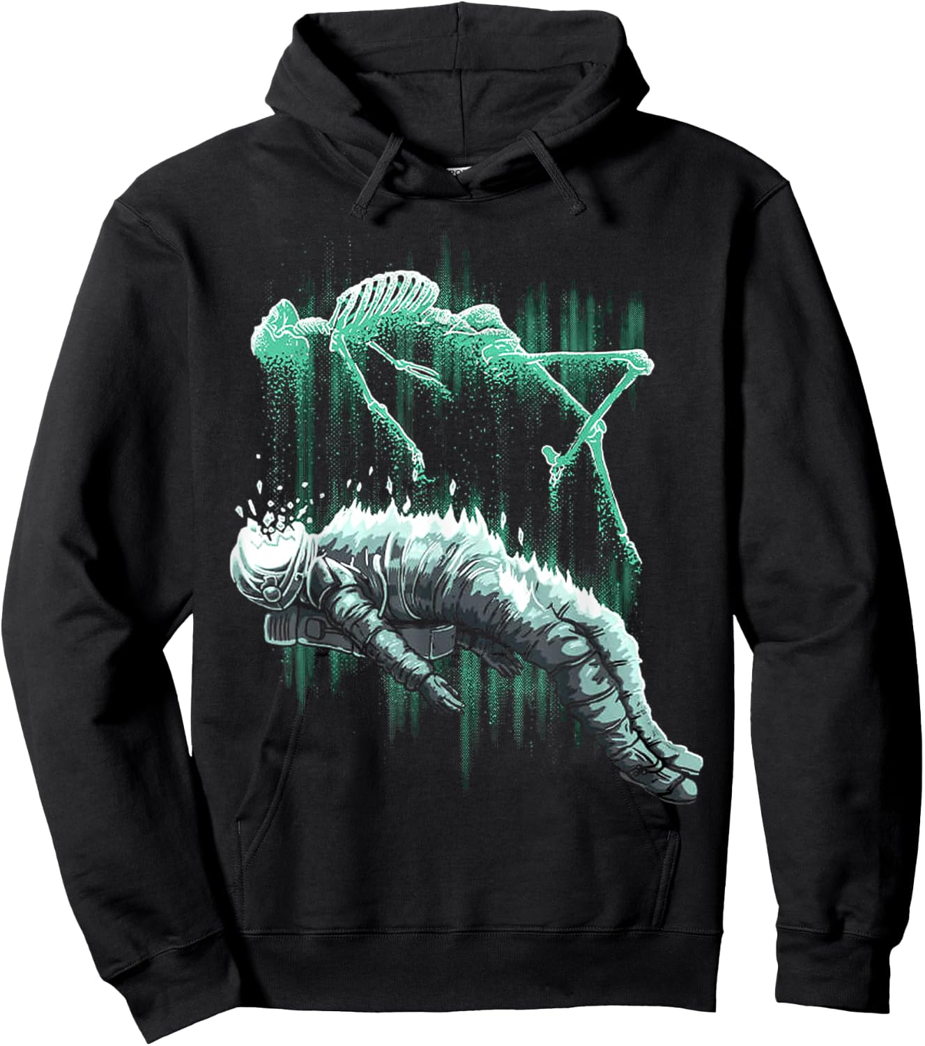 Astral Departure Glow-in-the-Dark Vintage Astronaut Hoodie - Hoodie | Black