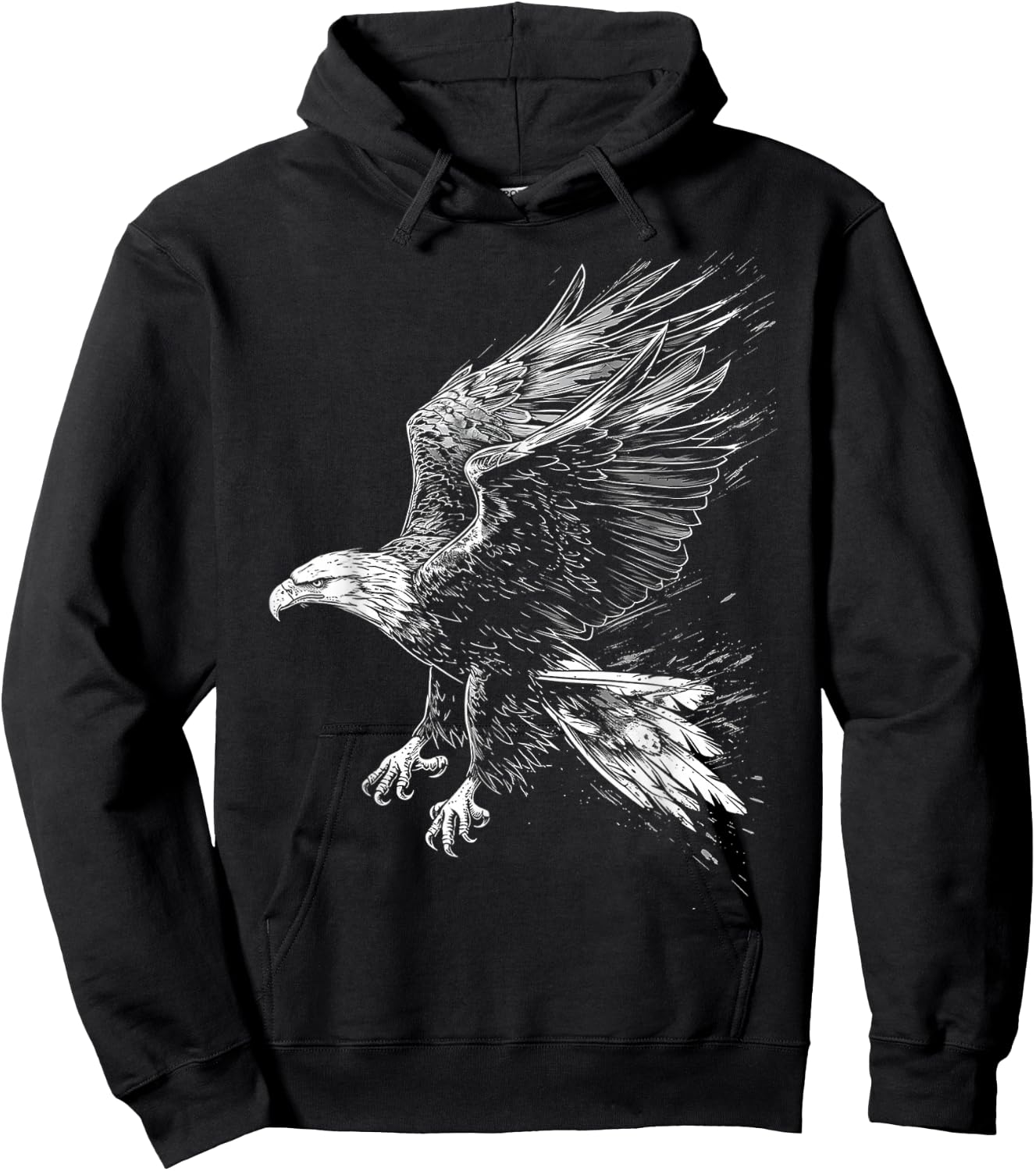 Eagle Drawing Animal Art Graphic Eagle , Black, S Hoodie - Hoodie | Black